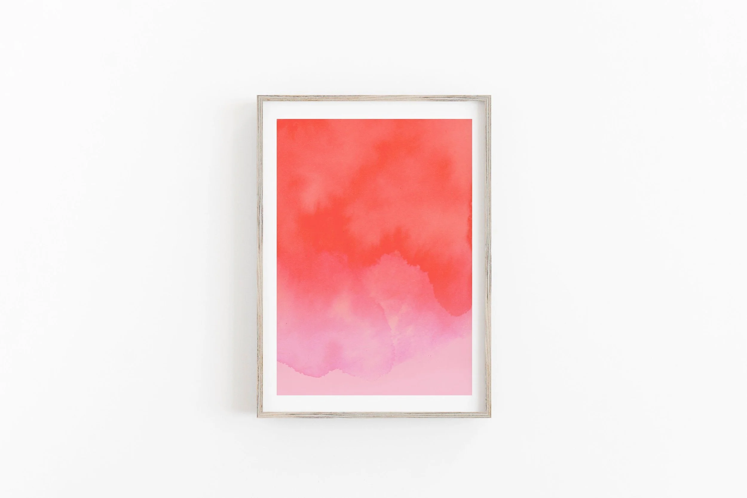 Coral Red Abstract Art Print (No 2) By Drawn Together Art Collective