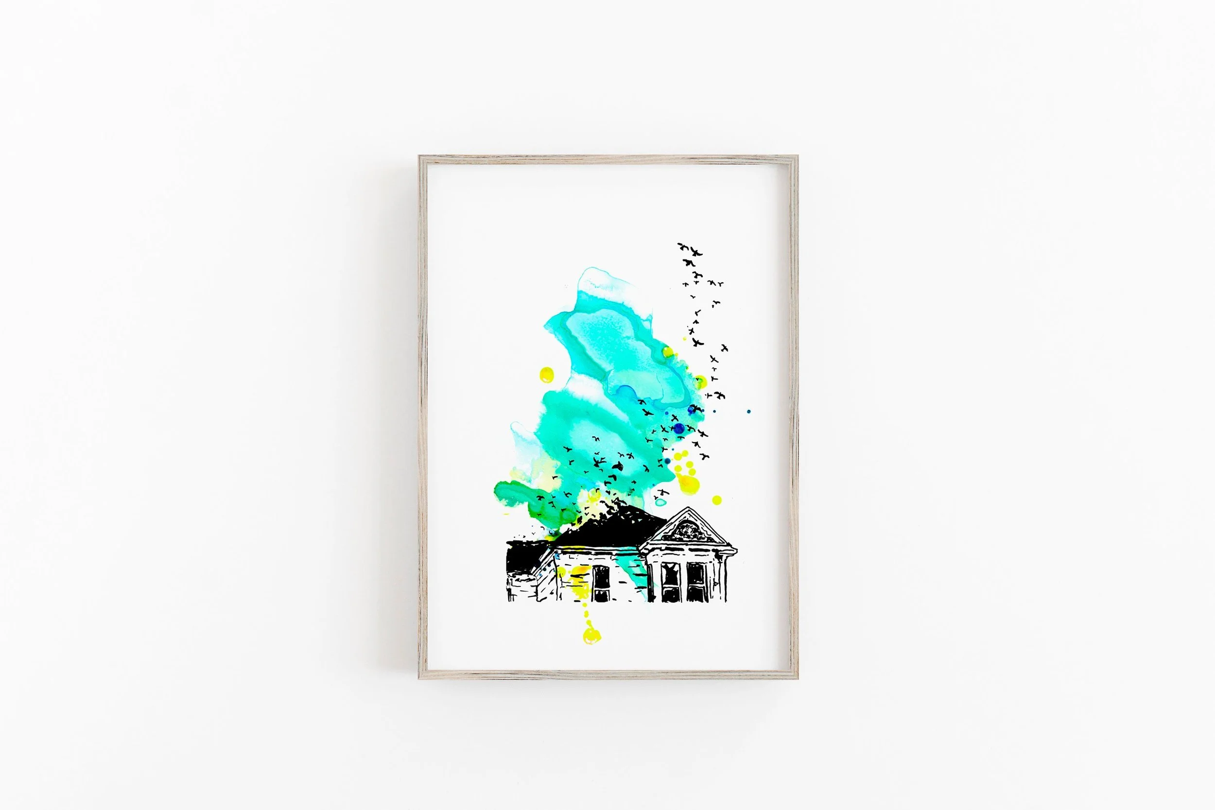 Birds over the Rooftop -  Art Print