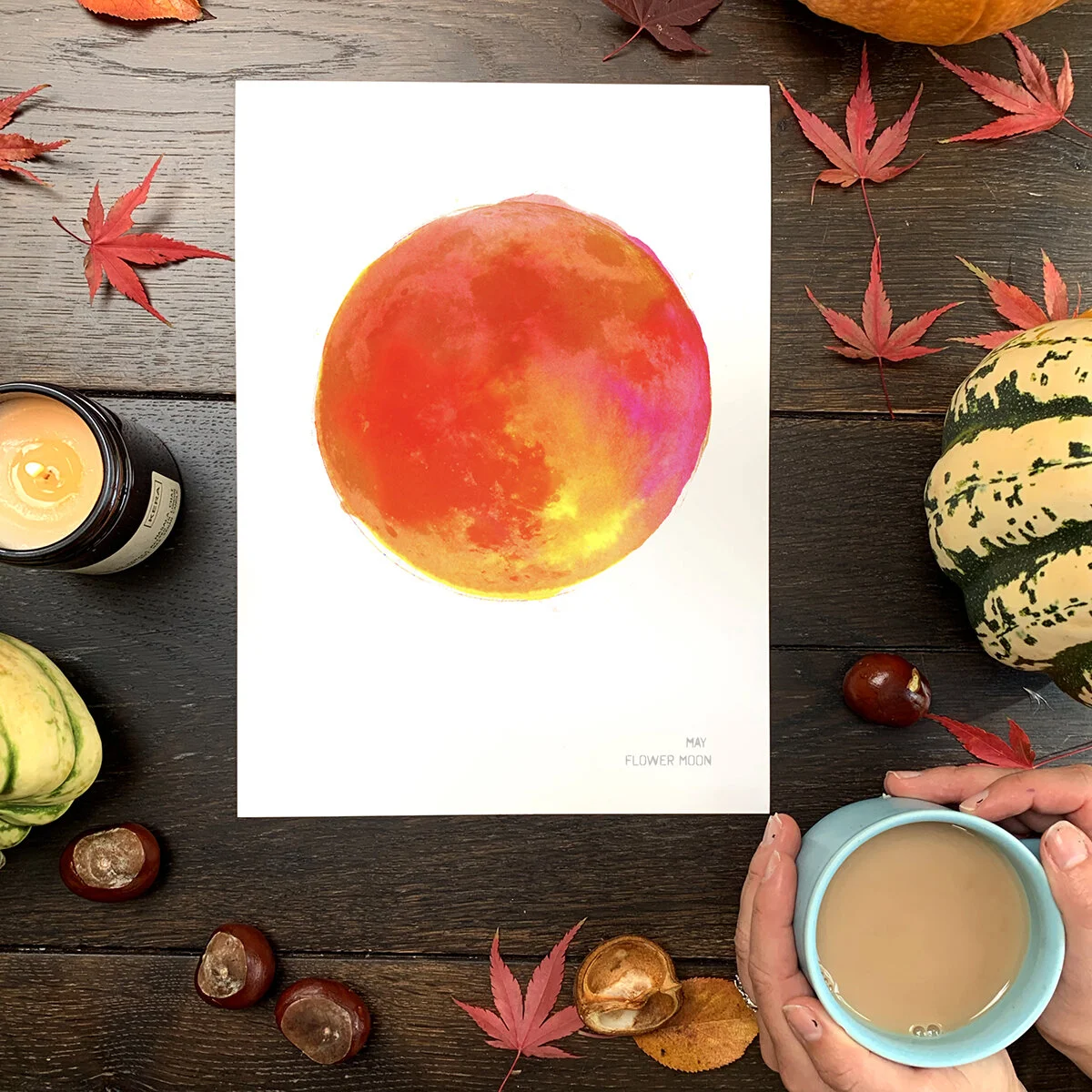 Colourful Moon Art Print