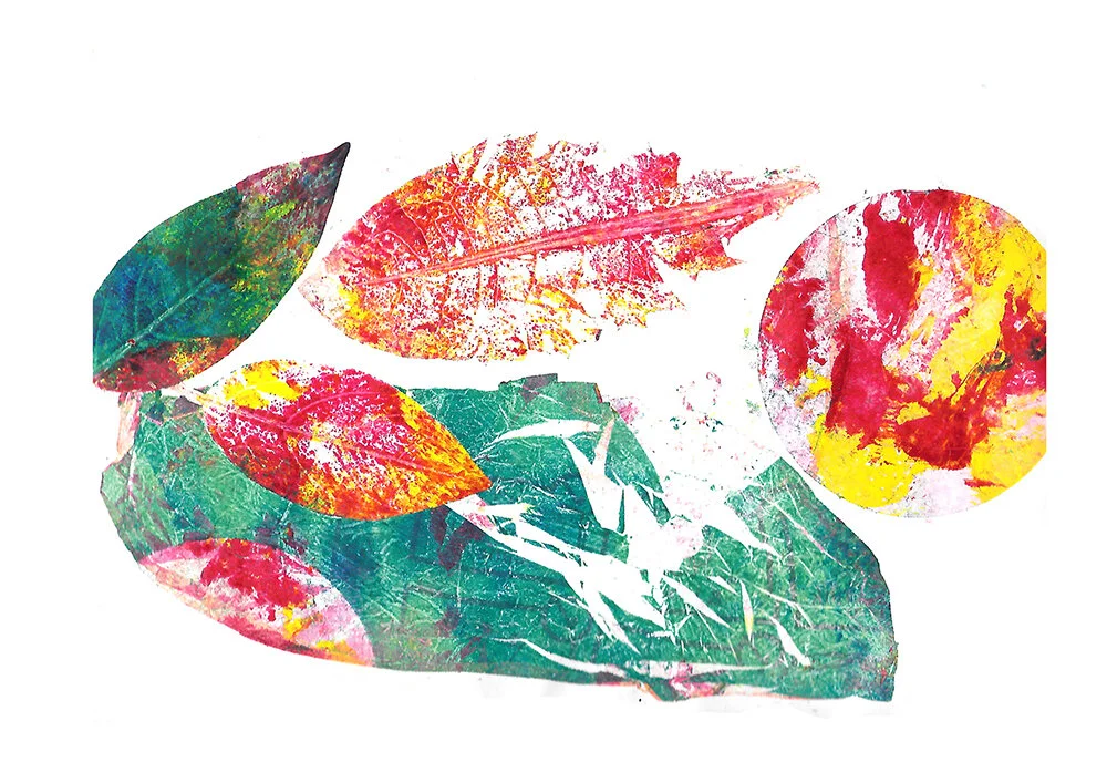 Autumn Art Ideas Leaf Mono Printing Autumnal colours.jpg