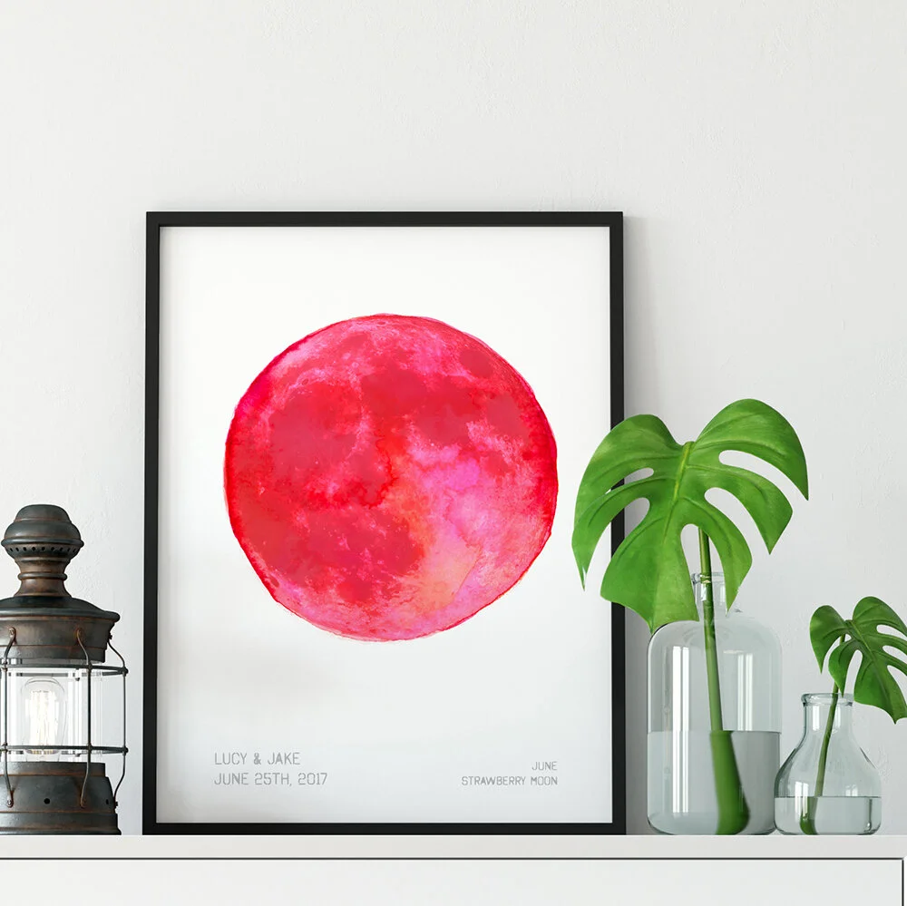 Personalised Moon Art Print with names and date