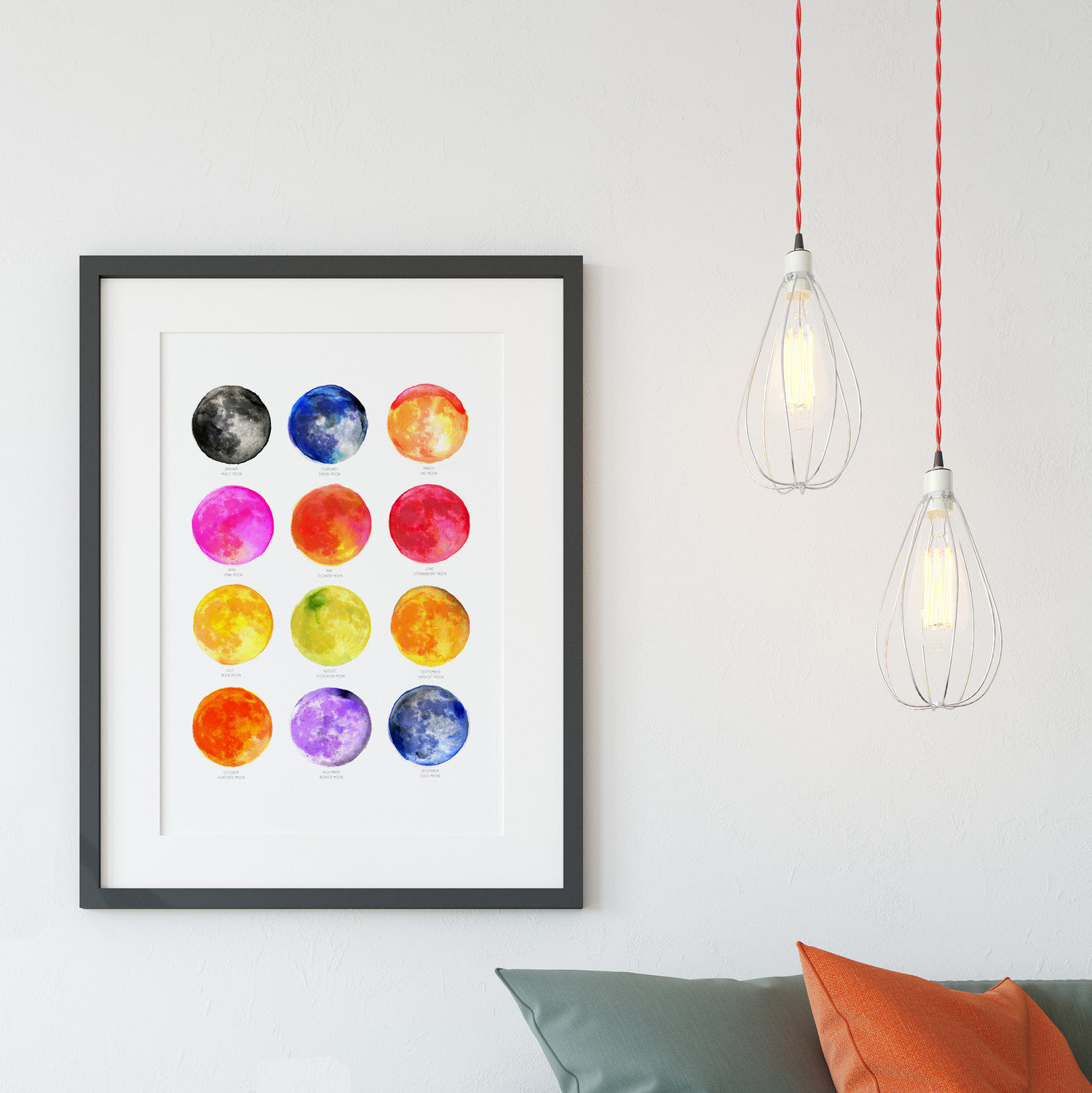 Colourful Moon Name Art Print from Moon Collection