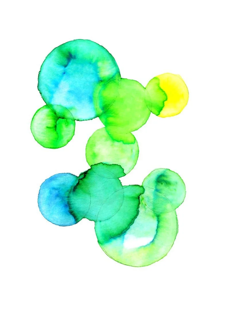 Abstract Geometric Watercolour - Green