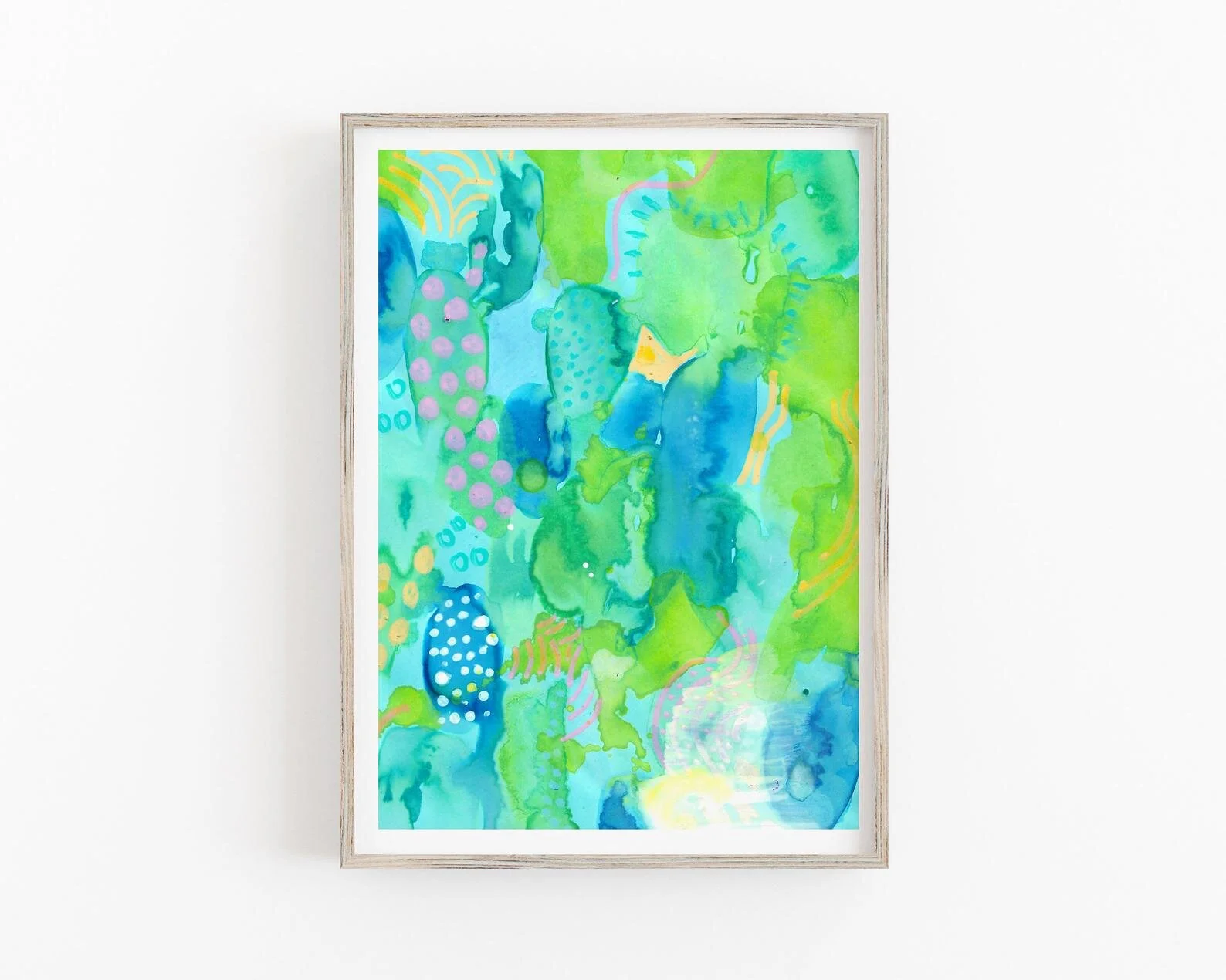 Abstract Green &amp; Blue Watercolour Pattern