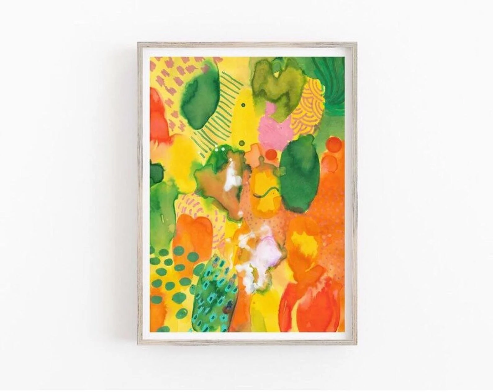 Abstract Watercolour Pattern - Orange Yellow Green Artwork 