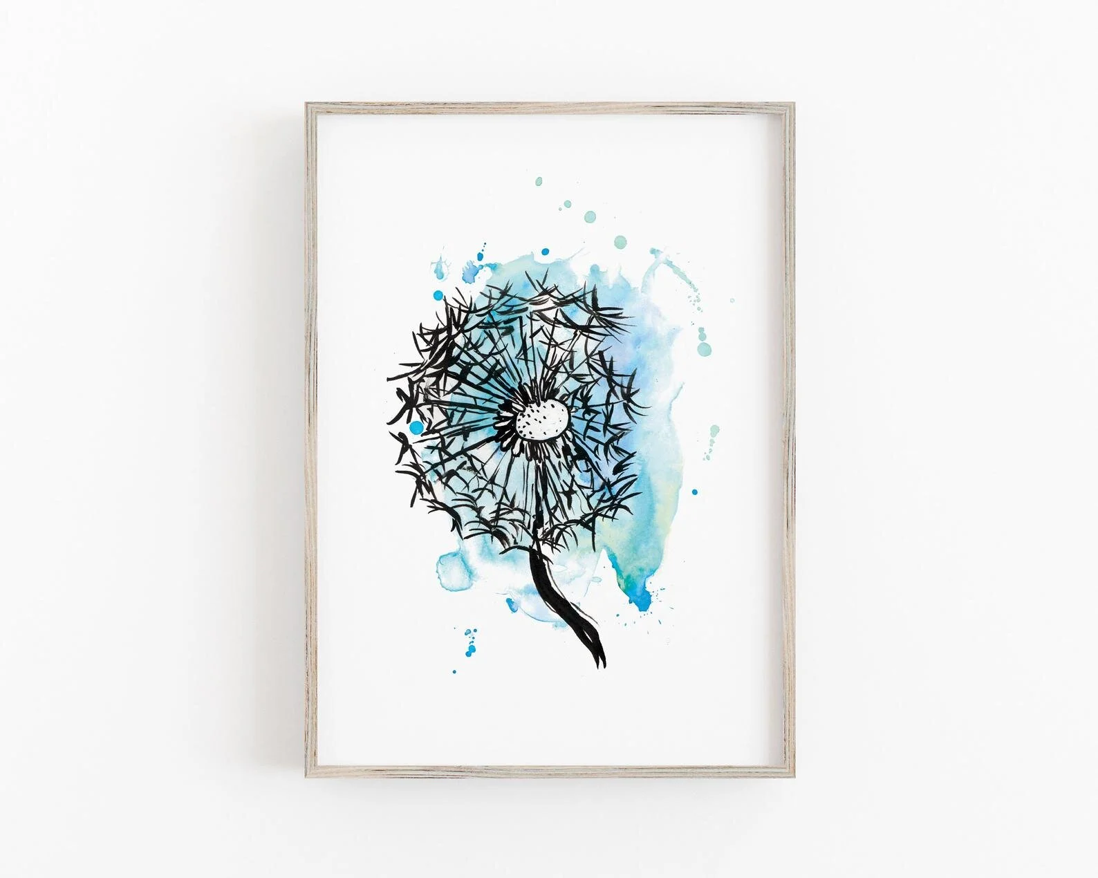 Dandelion Clock Watercolour Splash  - Digital Download Art