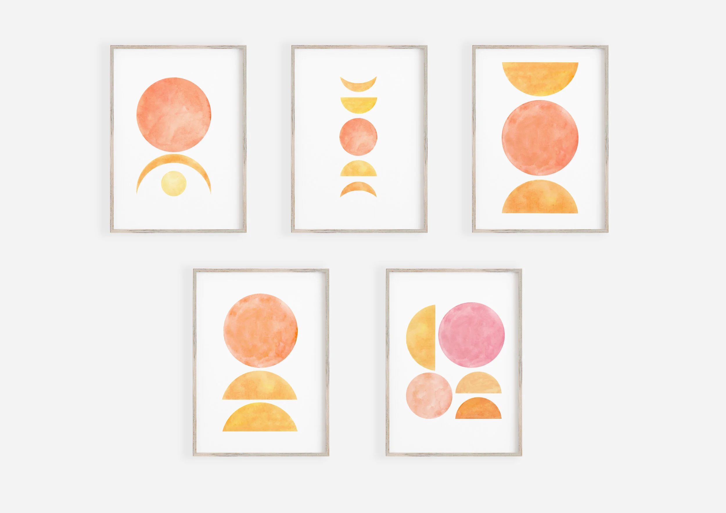 Set of 5 Abstract Geometric Digital Download Artworks