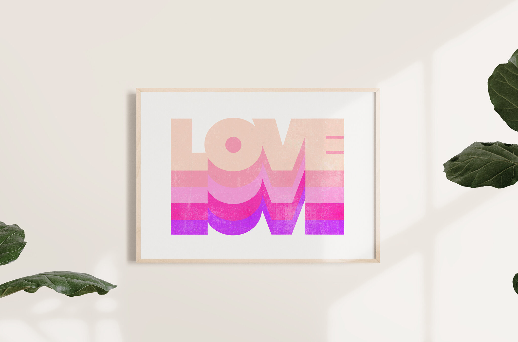 Love Typography Print 70s Retro Type Simple Frame Wall Drawn Together art.jpg