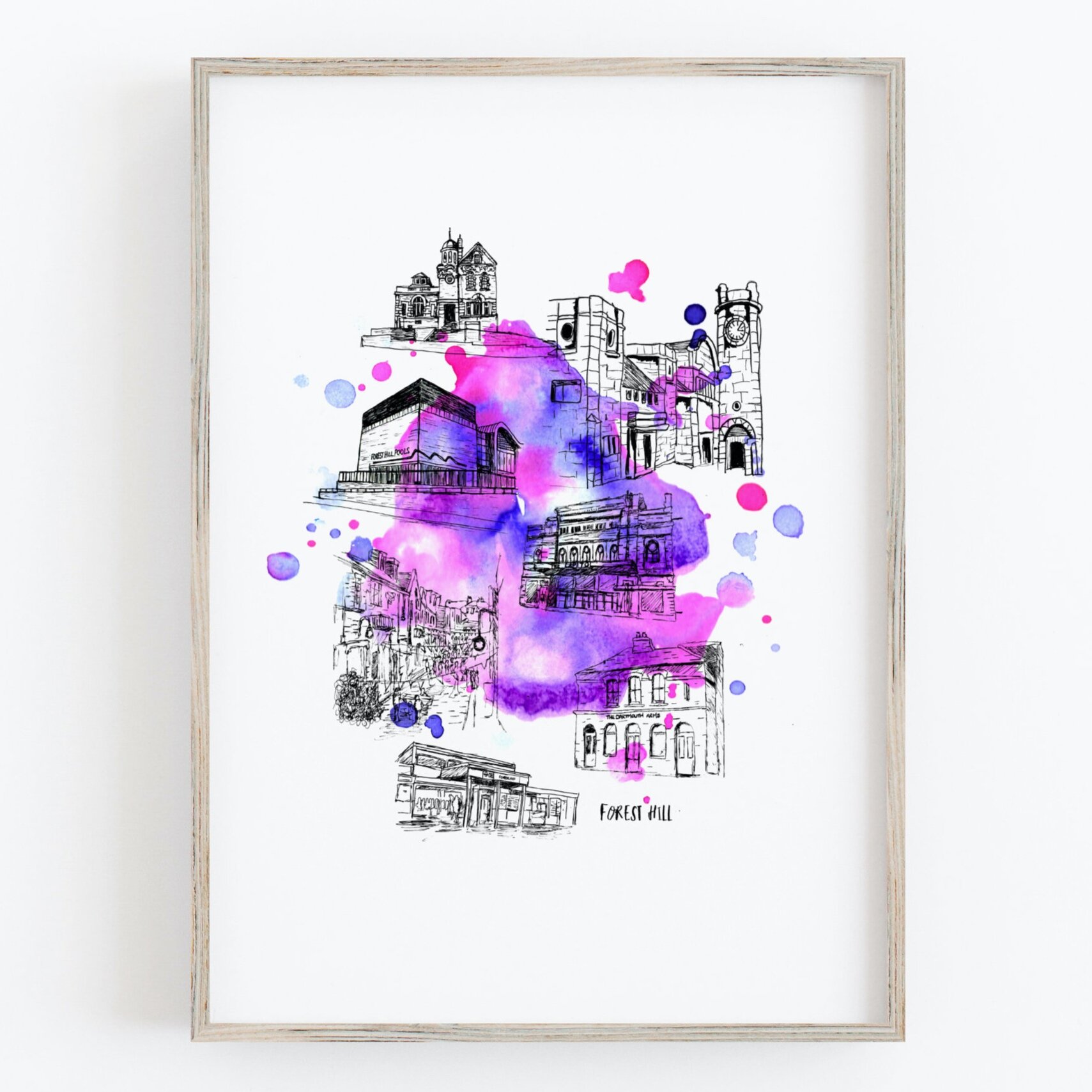 Forest Hill Illustration - London Area Art Print