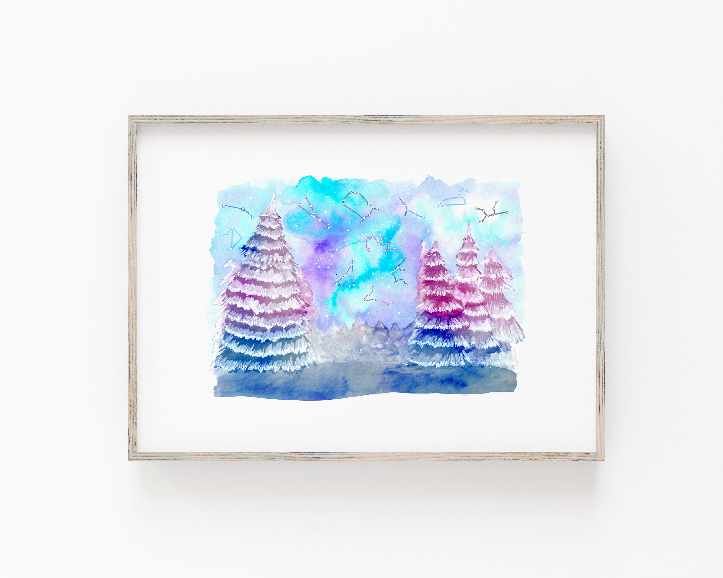 Winter Trees Constellation Art Print