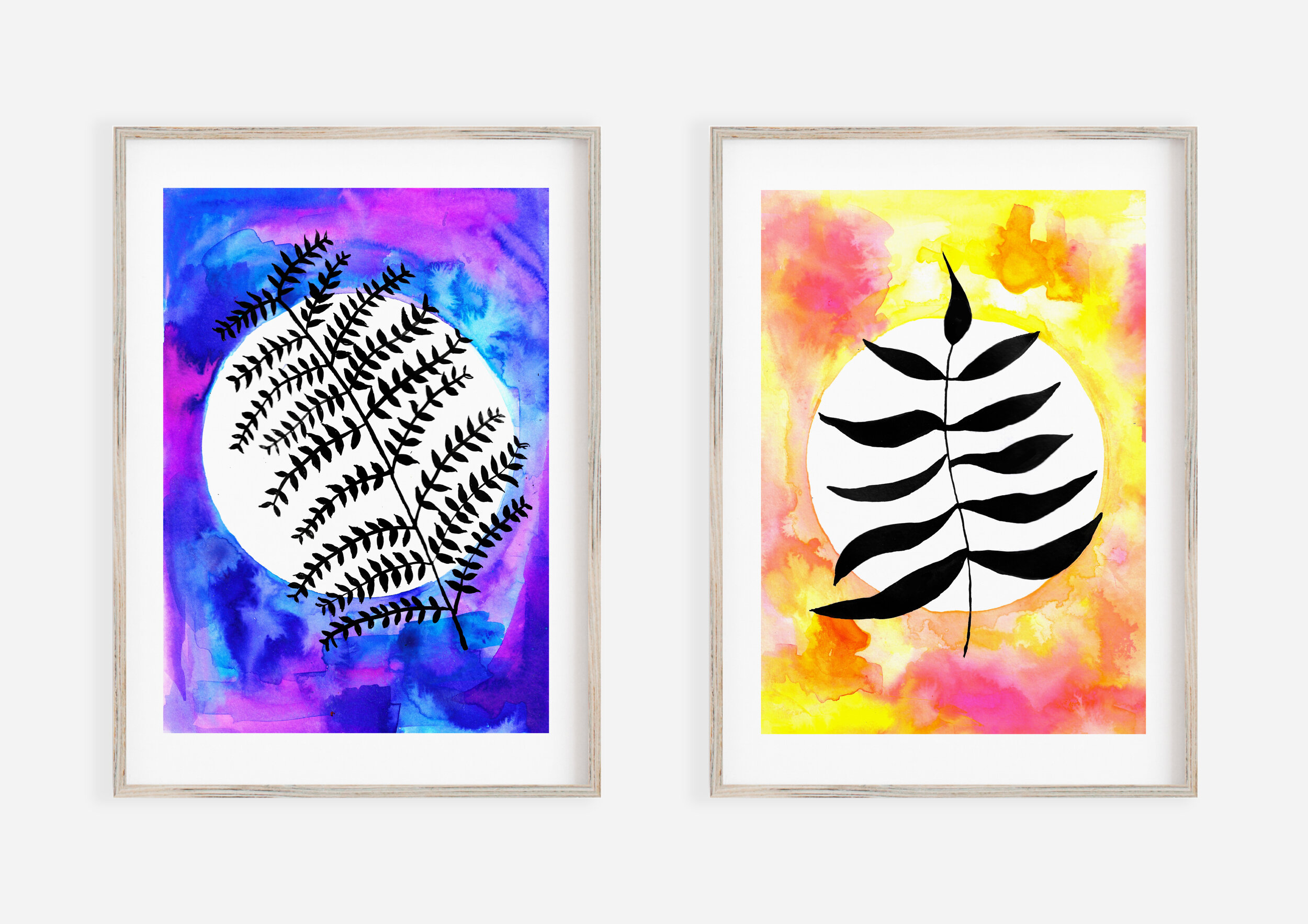 Moon and Sun Leaves - Set of 2 Prints