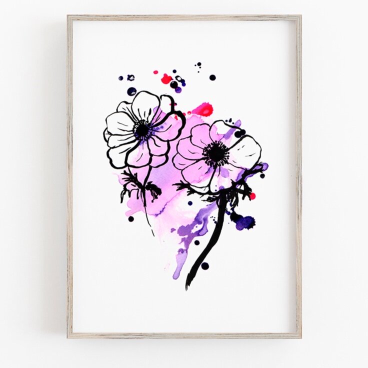 Anemone Flower  - Colourful Botanical Digital Download Art 