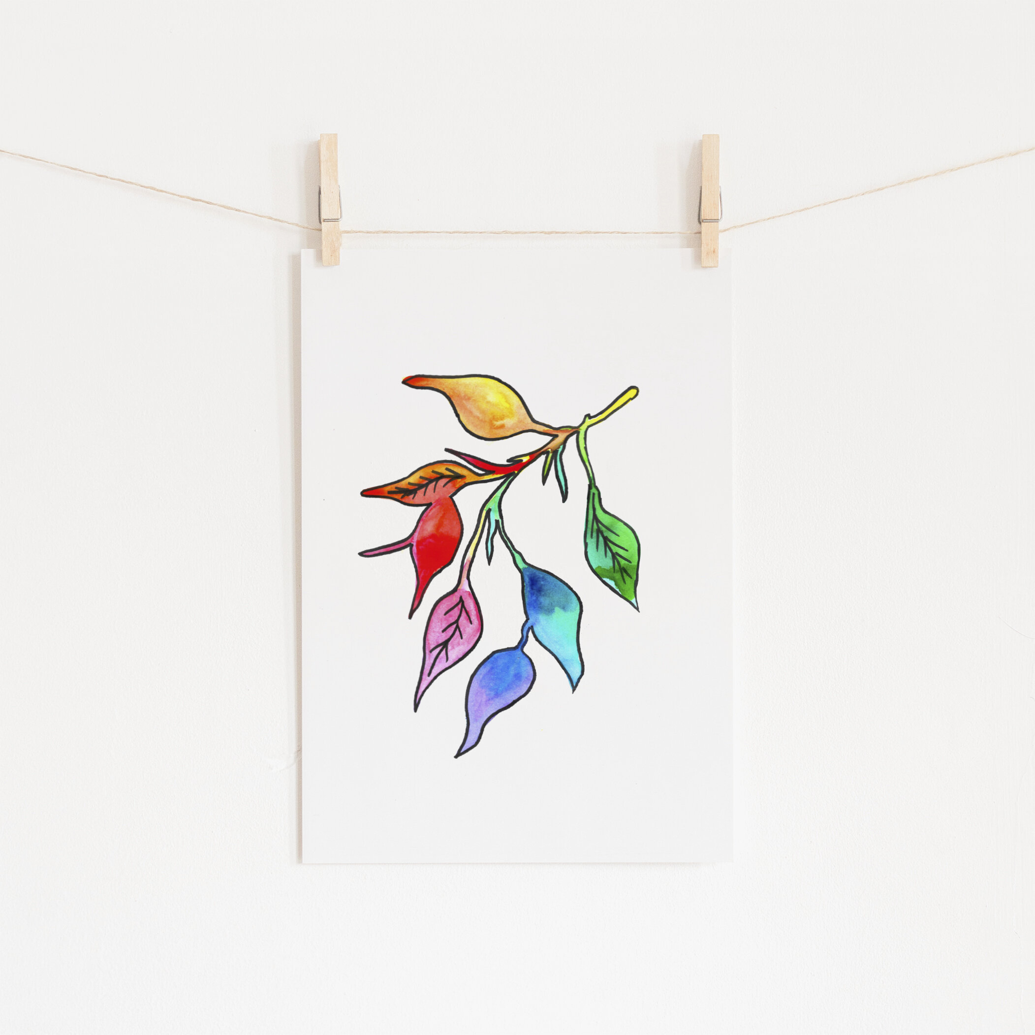 Rainbow Leaves - Digital Download Art