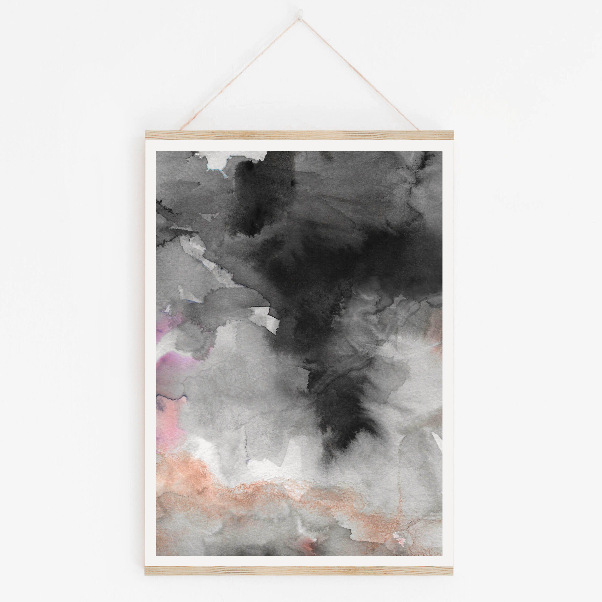 Moody Abstract Terrain - Grey Black Brown Pink - No 1