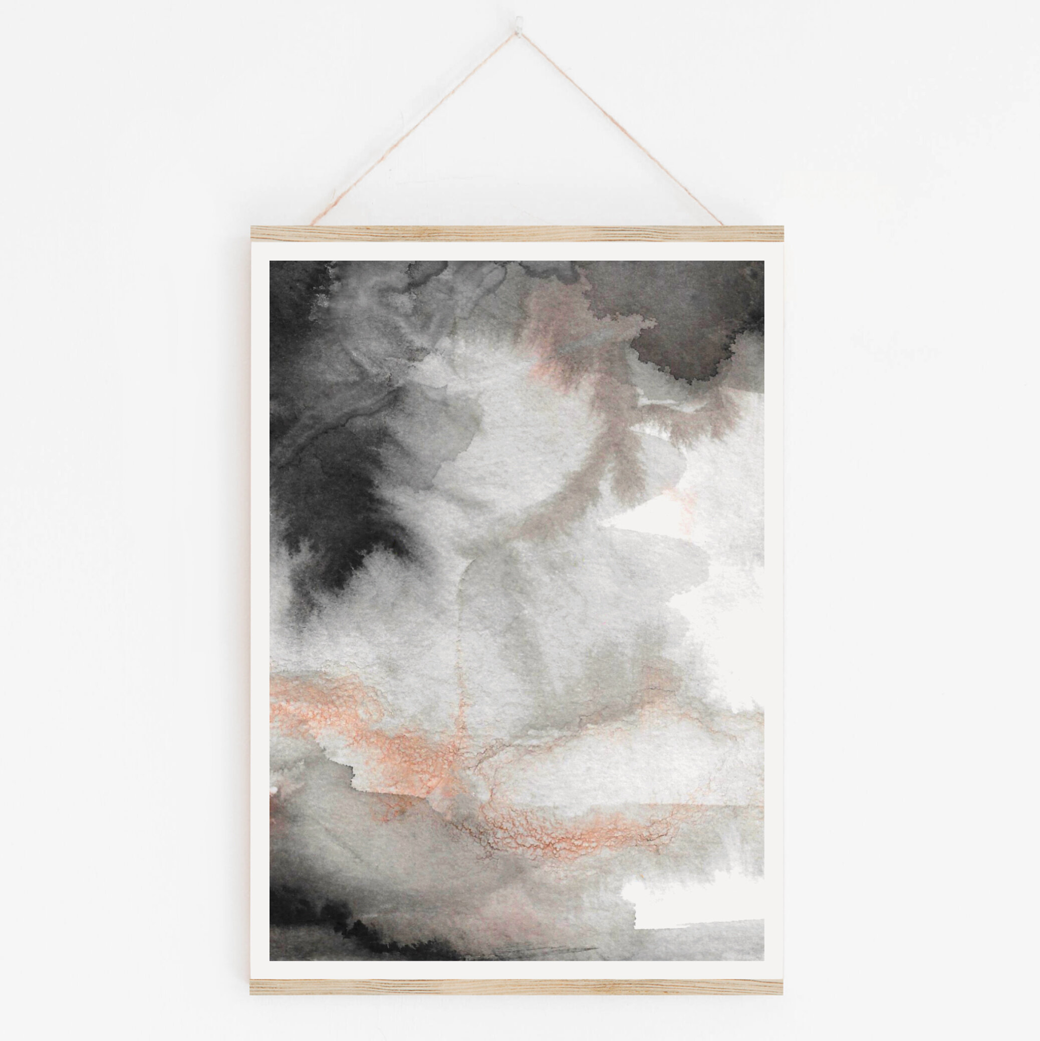 Moody Abstract Terrain - Grey Black Brown No 3