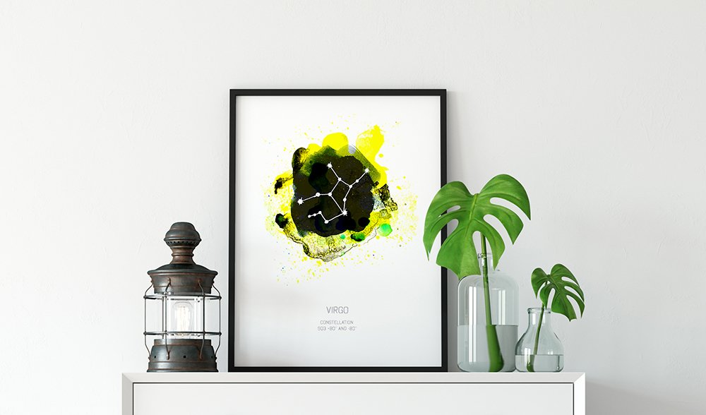 6 Virgo Framed Zodiac Star Sign Watercolour Art Print by Drawn Together Art Collective.jpg