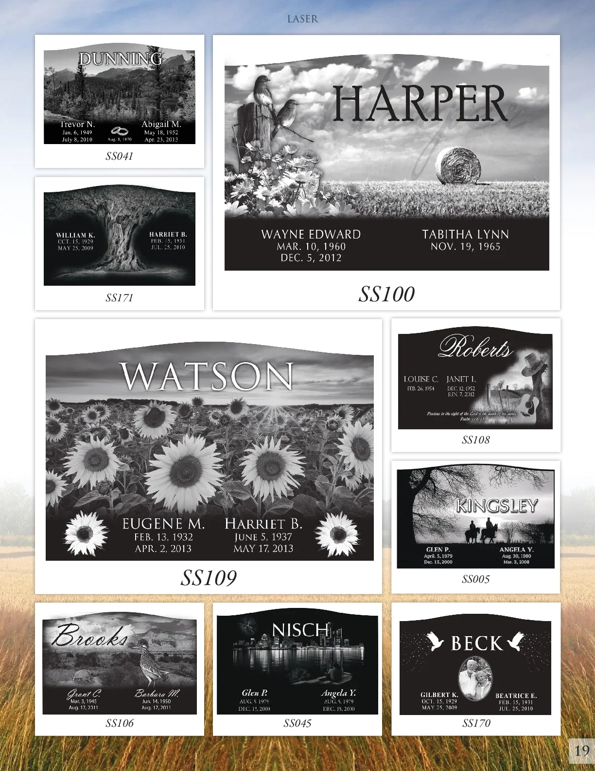 Laser Etching Designs — Southwest Monument & Bronze Memorials