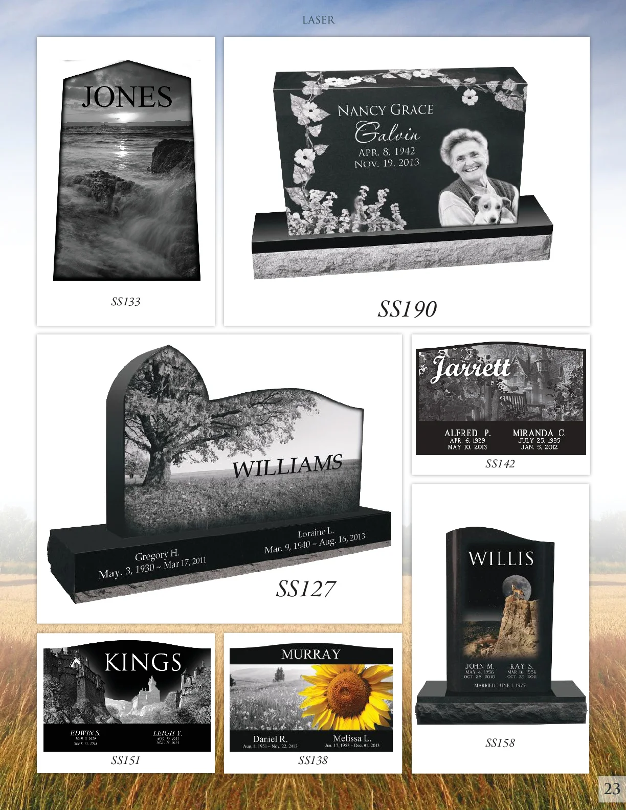 Laser Etching Designs — Southwest Monument & Bronze Memorials