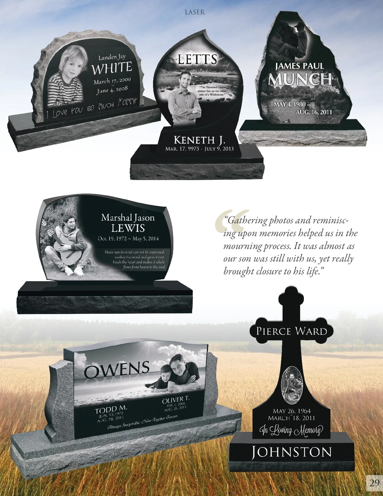 Laser Etching Designs — Southwest Monument & Bronze Memorials