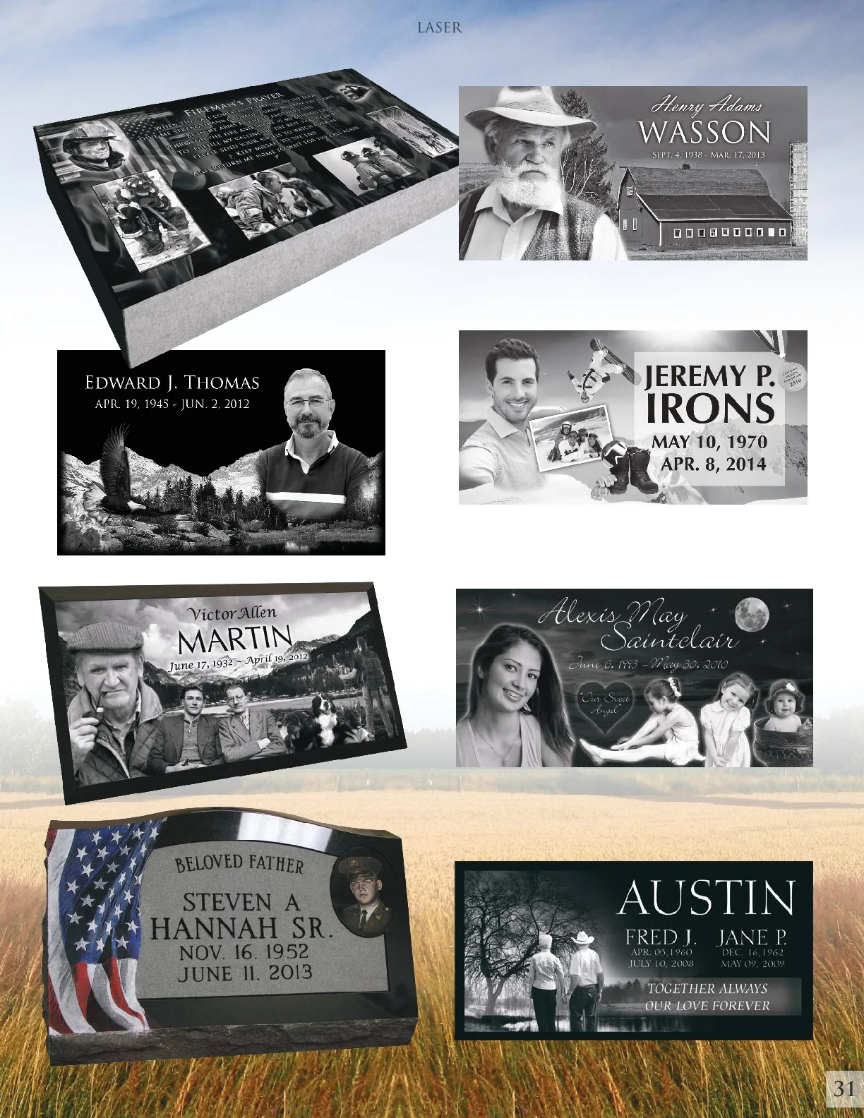 Laser Etching Designs — Southwest Monument & Bronze Memorials