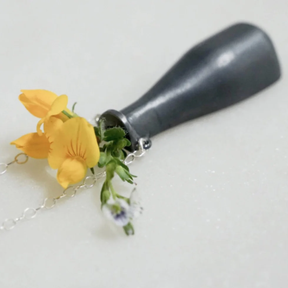 Wine Bottle flower vase - oxidized