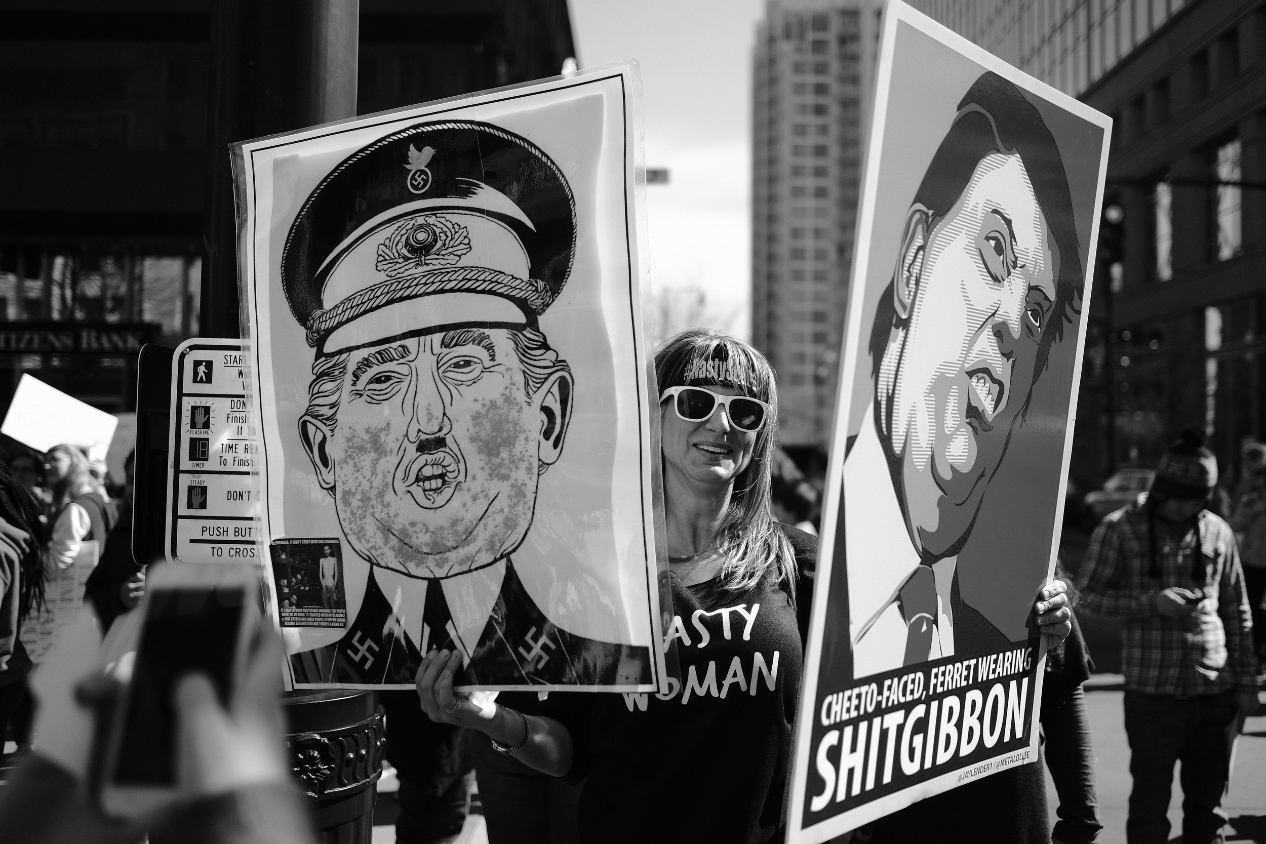 In response to Trump's threat to end the career of a Texas state senator who opposes his views on civil asset forfeiture, Pennsylvania state senator Daylin Leach referred to Trump as a "...fascist, loofa-faced, shit-gibbon." in a tweet.