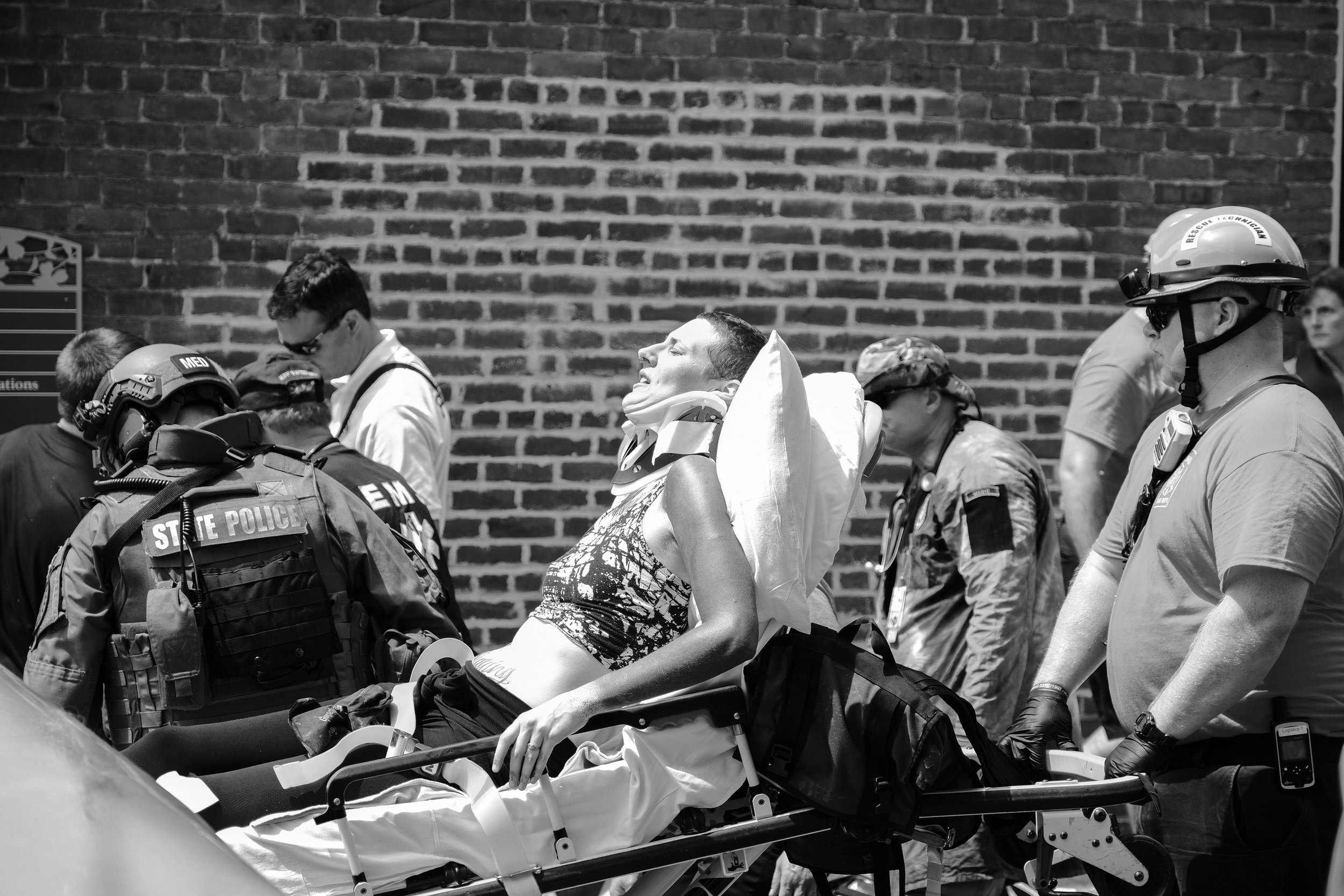  Eventually, Charlottesville EMTs arrived and began to move the injured and dead from the streets. 