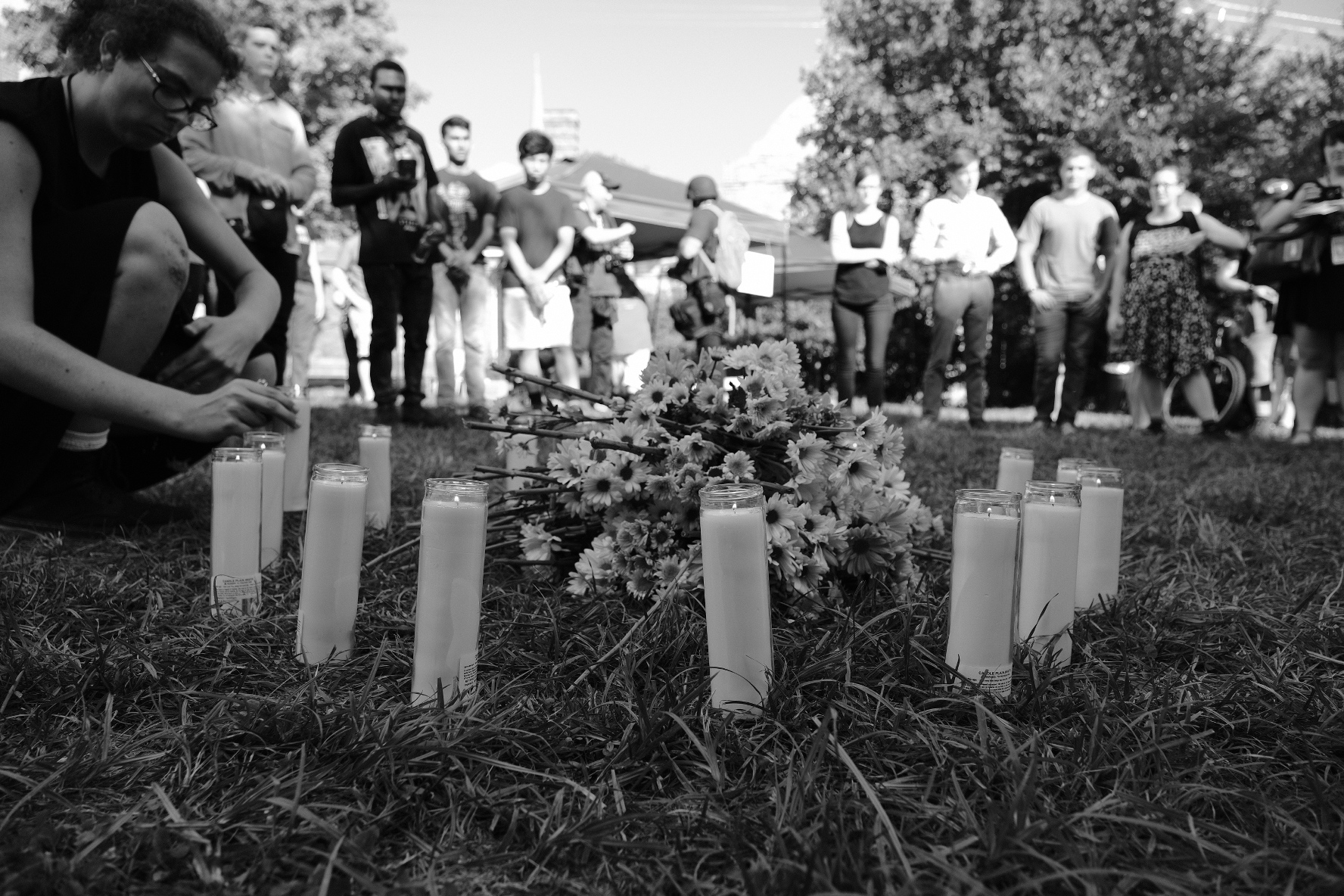  Later in the afternoon, a vigil was held for Heather Heyer; one of many across the world.  Heather famously wrote, "If you're not outraged, you're not paying attention." For many, this statement has become a directive in the wake of Heather's death,