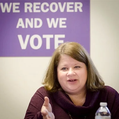 Holly Cekala was removed last month from the top job at HOPE but she still works for the organization - managing its hospital and insurance contracts. CREDIT COURTESY OF THE NHBR