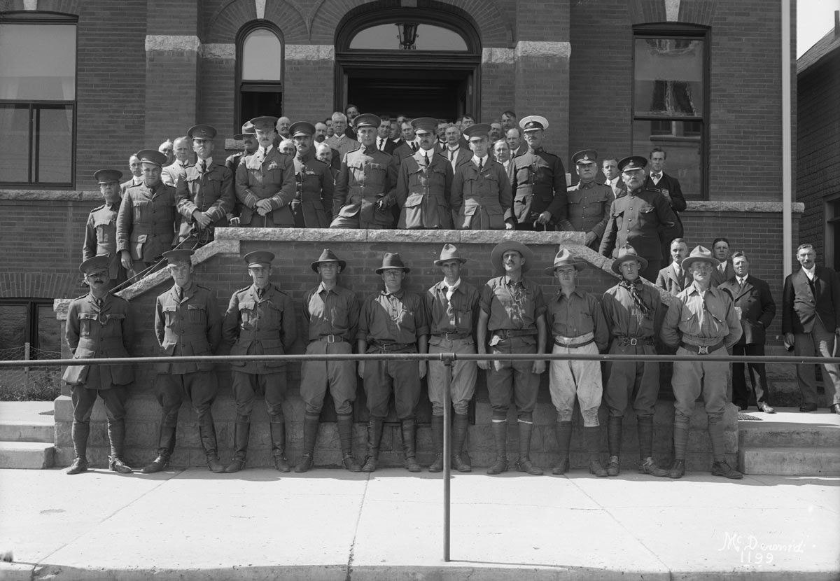 Image No: Glenbow Archives NC-6-1199 Title: Officers of 101st and 19th Battalions, Edmonton, Alberta. Date: 1914 Photographer/Illustrator: McDermid Studio, Edmonton, Alberta