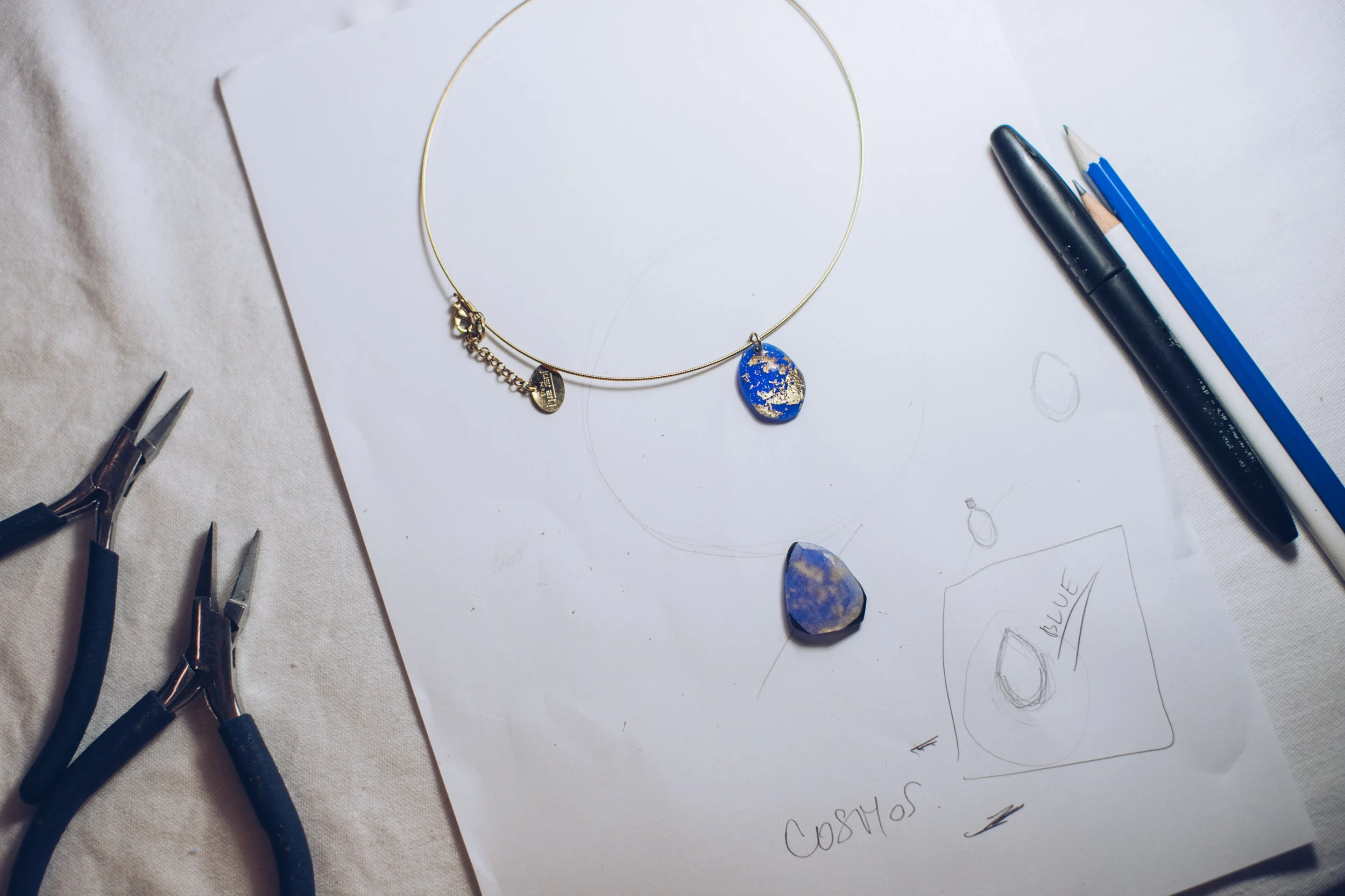 first - inspiration, then designing the piece of jewelry, and then it's time to work!
