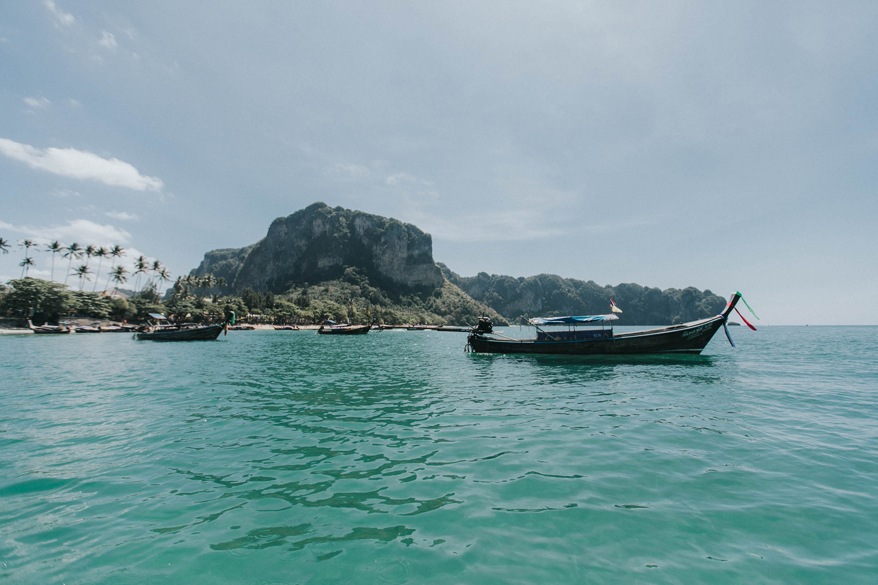 the view of ao nang from the boat on our way to ko poda