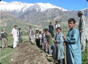Matt with workcrew in Afghanistan