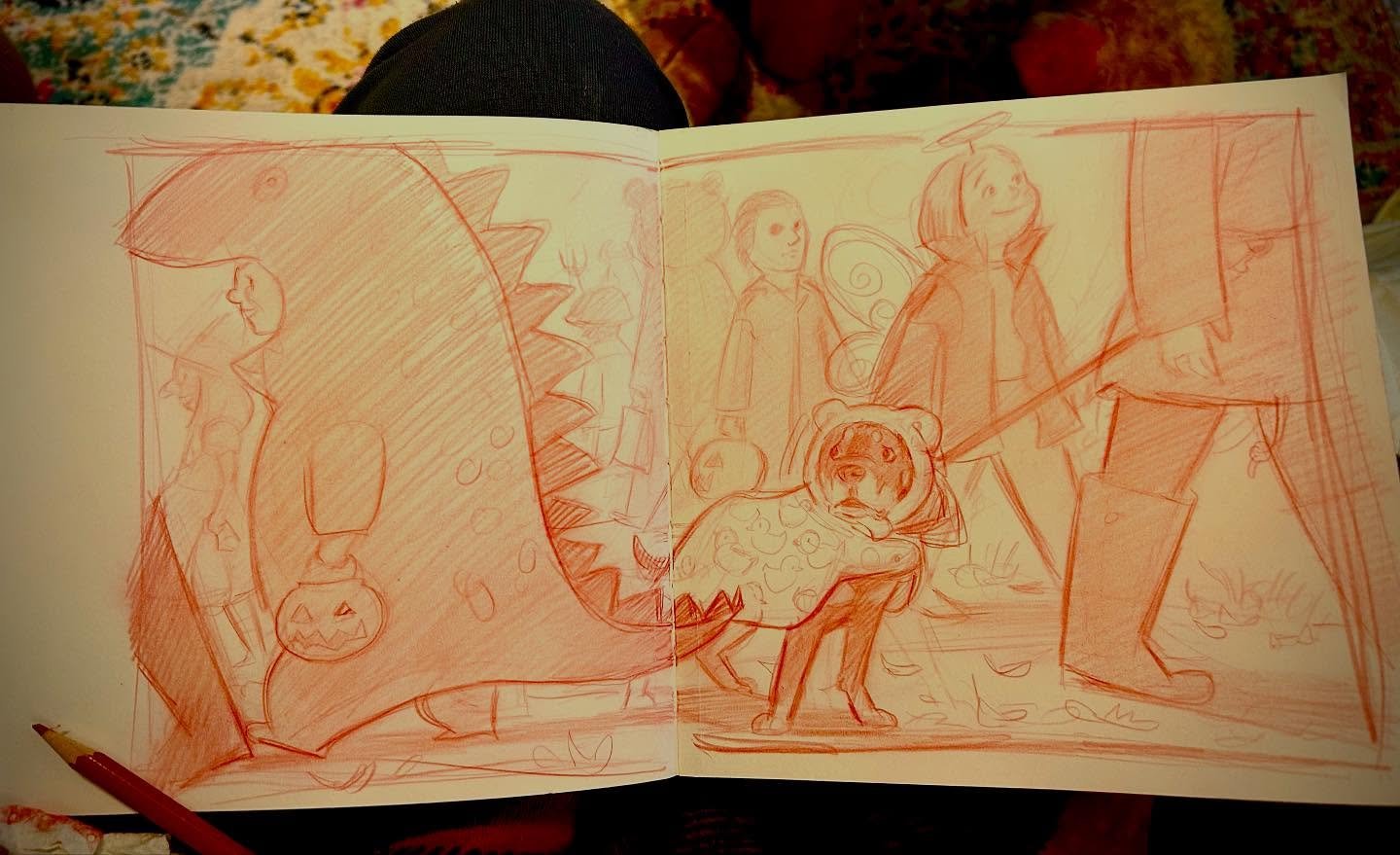 Bears first Trick or Treat . He was very bewildered by it lol 🥹🎃💀