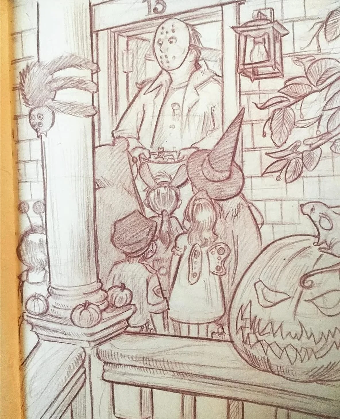 Sharing some progress shots of my latest Halloween illustration! I usually don&rsquo;t show my process, so this felt fun.

Lately I&rsquo;ve been trying a less is more approach&mdash;removing elements that don&rsquo;t serve the illustration, like ext