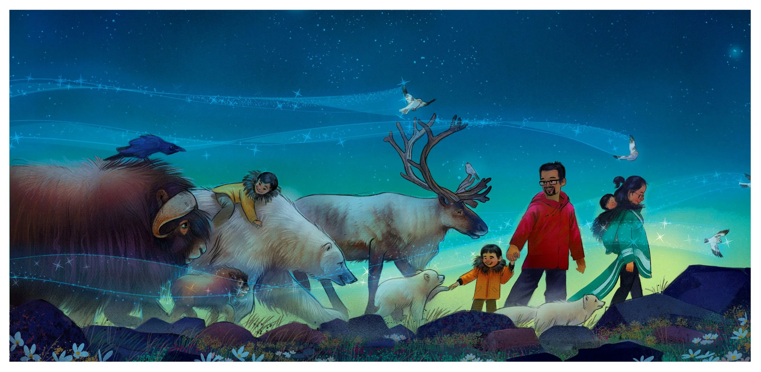 Nighttime Journey with Arctic Animals-We Love You as Much as the Fox Loves Its Tail- Tamara Campeau