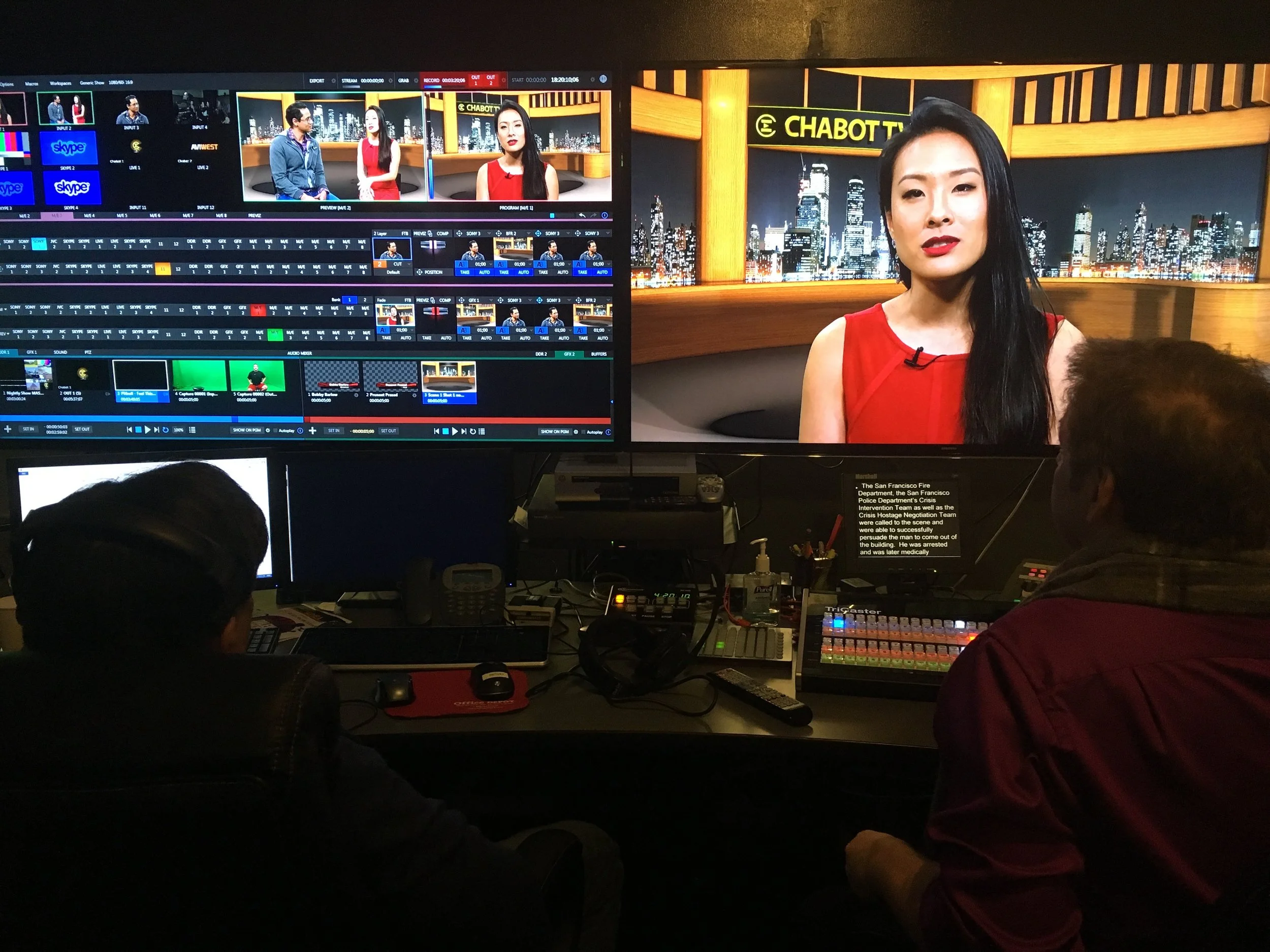 Behind the scenes of a Chabot TV Interview