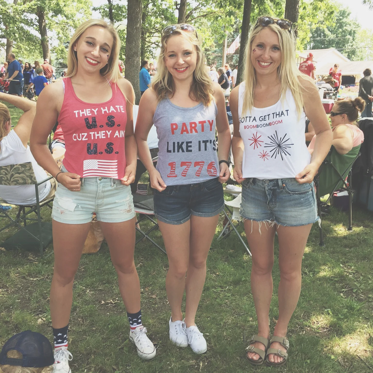 My sister Maggie made all of us these tanks, each with different sayings we picked out. They were a hit!