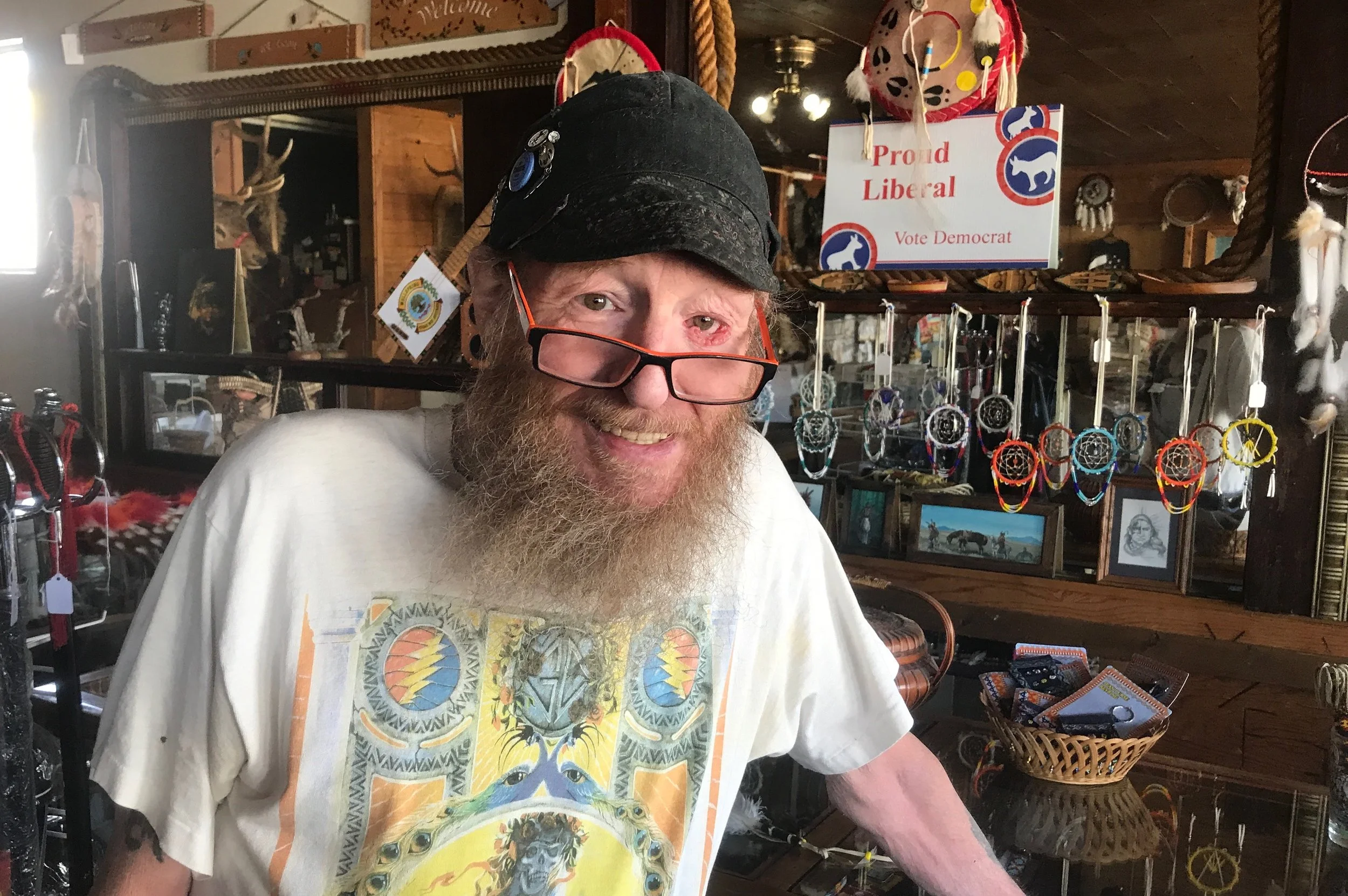 Tom Walls, proud liberal, at his store in Hot Springs. He told me about where the locals eat, the best place for a genuine Hot Springs "soak," and how he's kicked rich Republicans out of his store for being so wrong.