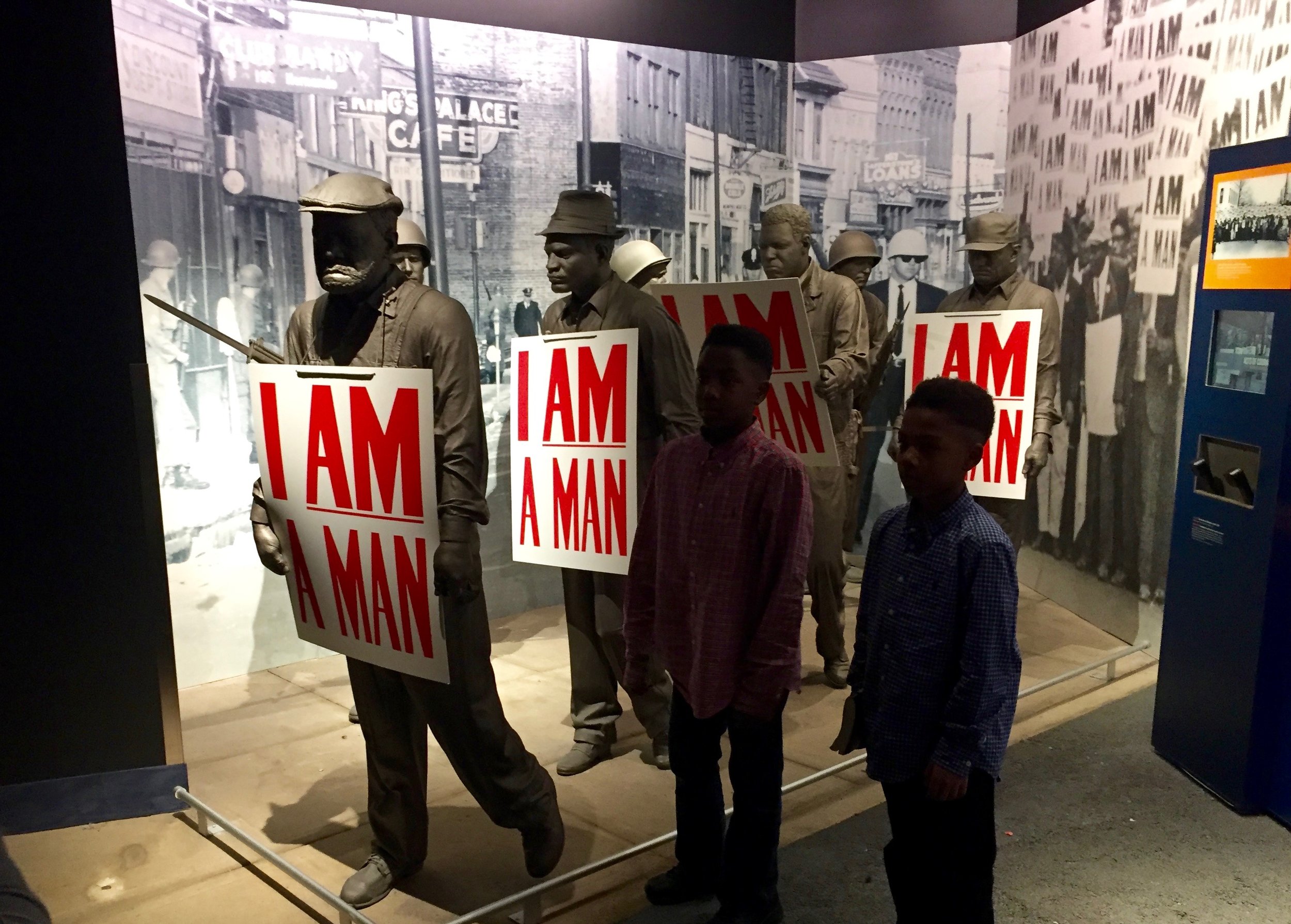  Memphis, Tenn.: An exhibit on the Memphis sanitation workers strike at the National Civil Rights Museum. 