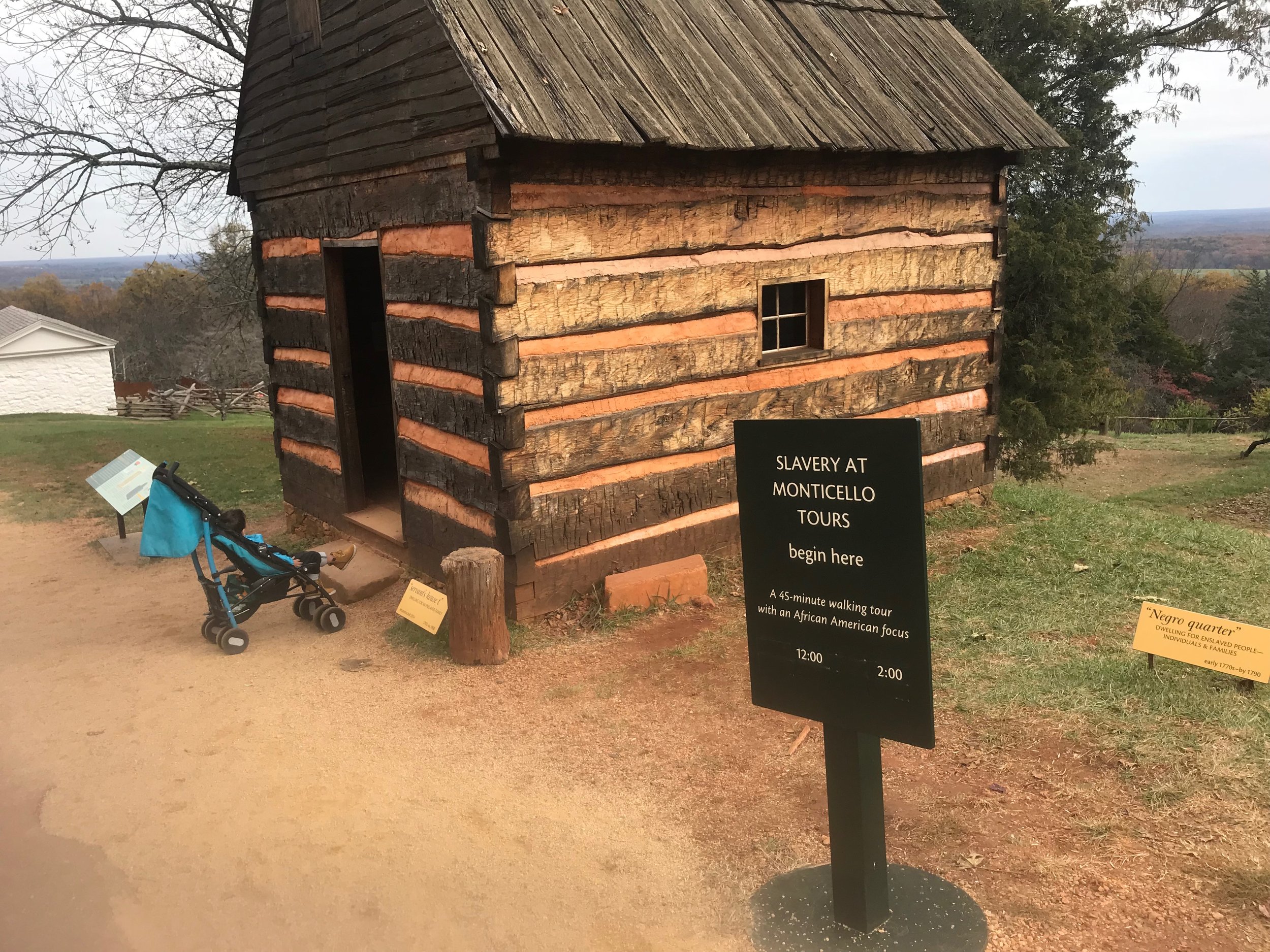  Monticello, Va.: A reconstructed slave quarters at the home of President Thomas Jefferson.   