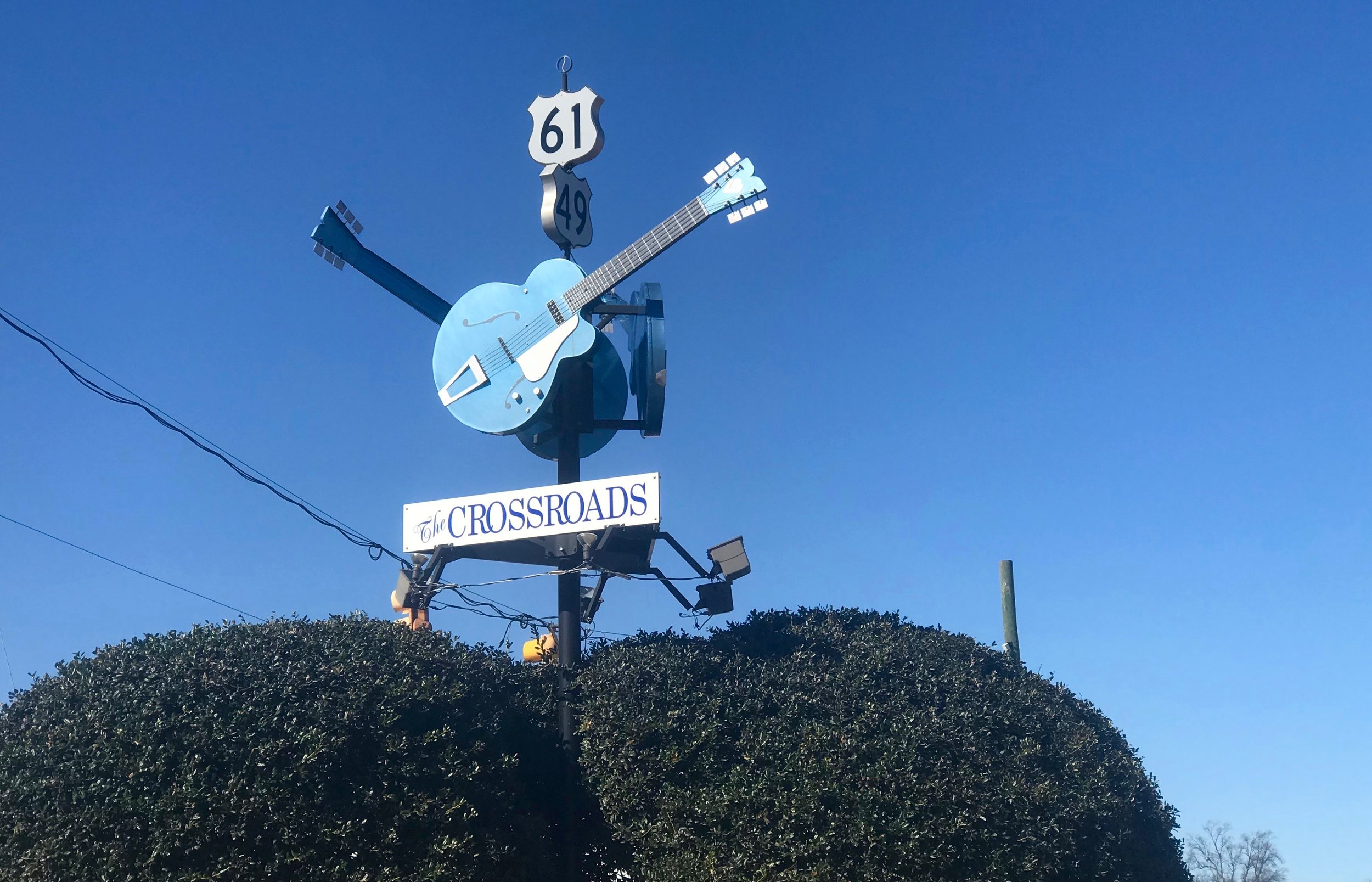  Sign in Clarksdale, Miss. celebrates the crossroads where, according to blues legend, Robert Johnson met the devil. 