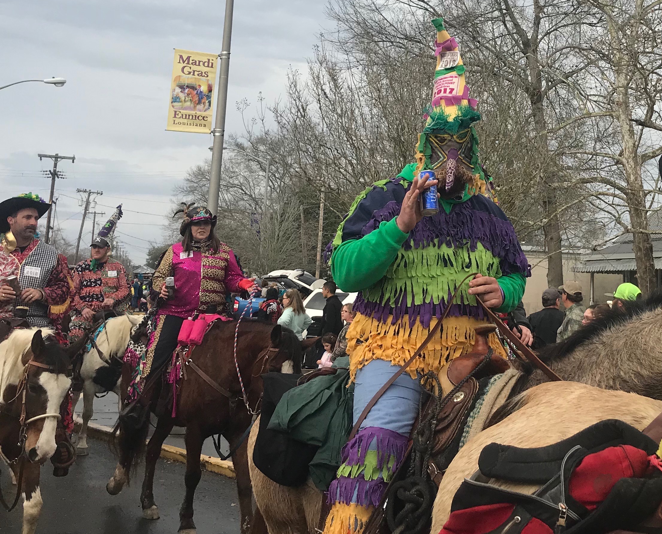  In Eunice, Prairie Cajun country, horses are part of the Mardi Gras celebrations. 