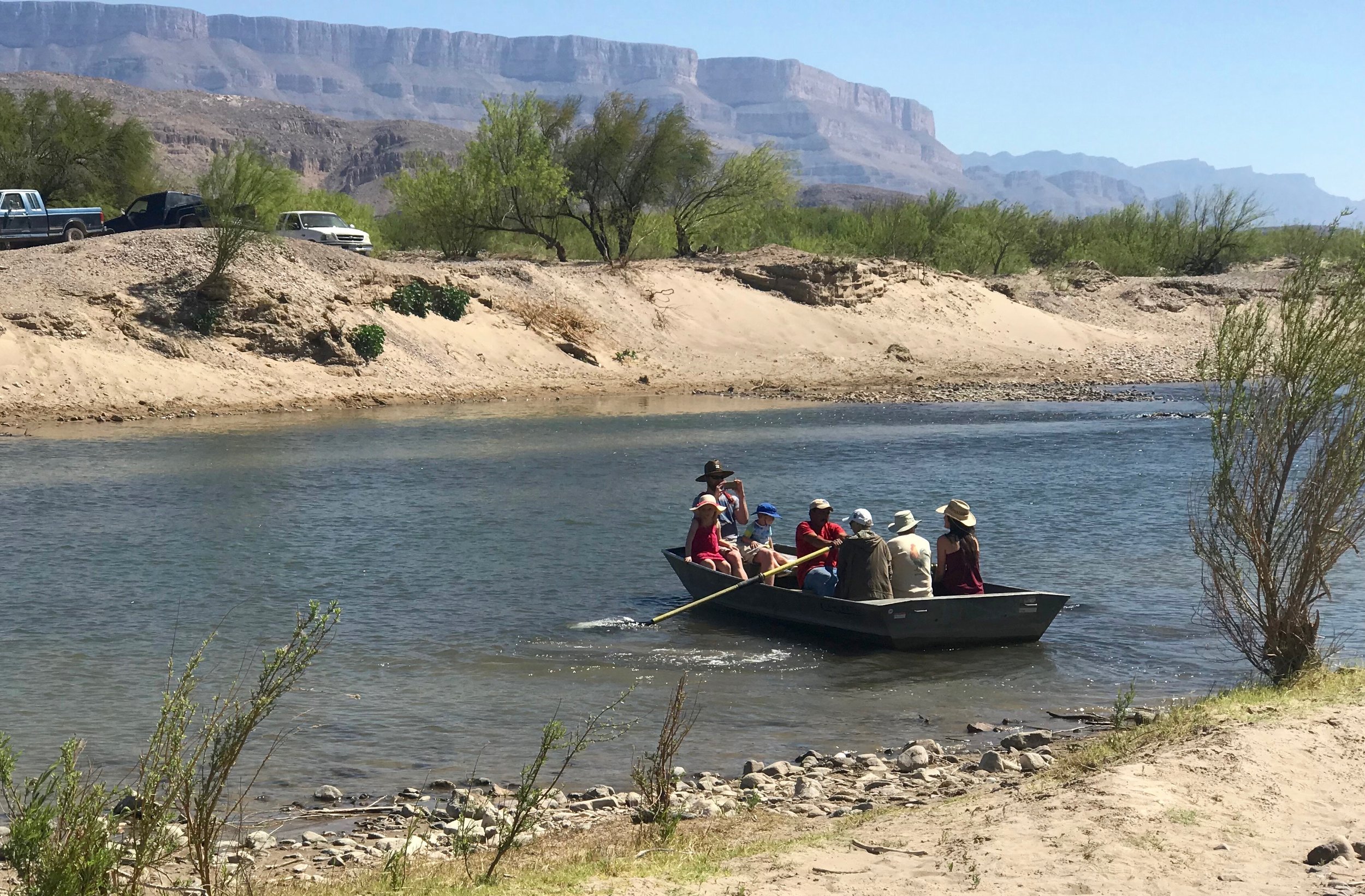  American tourists get a lift across the Rio Grande from Big Bend National Park to Boquillas del Carmen, Mexico. 