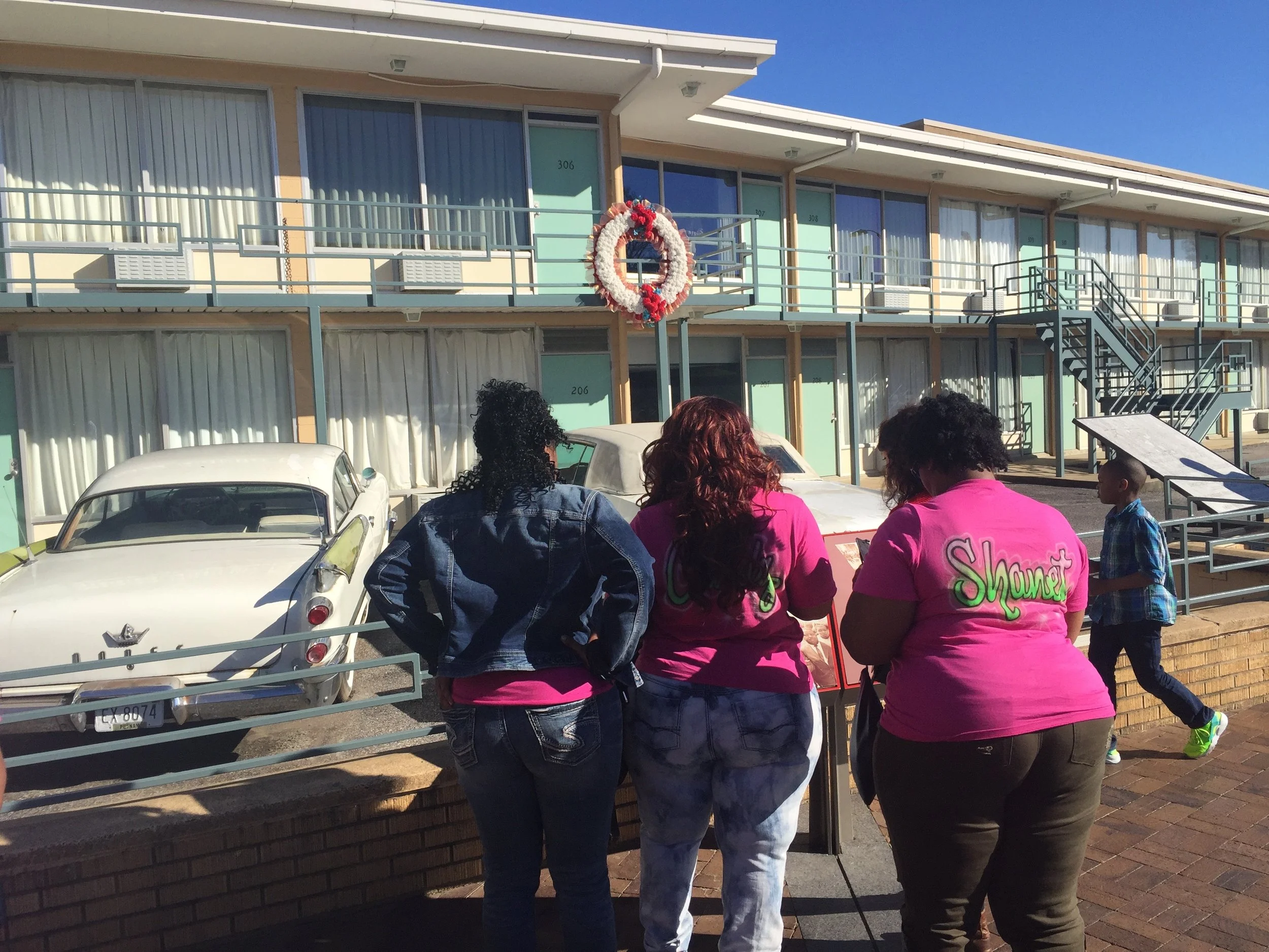 A wreath marks the place where Dr. Martin Luther King was standing when he was assassinated 50 years ago, on the balcony of what was then the Lorraine Motel in Memphis, now the National Civil Rights Museum.