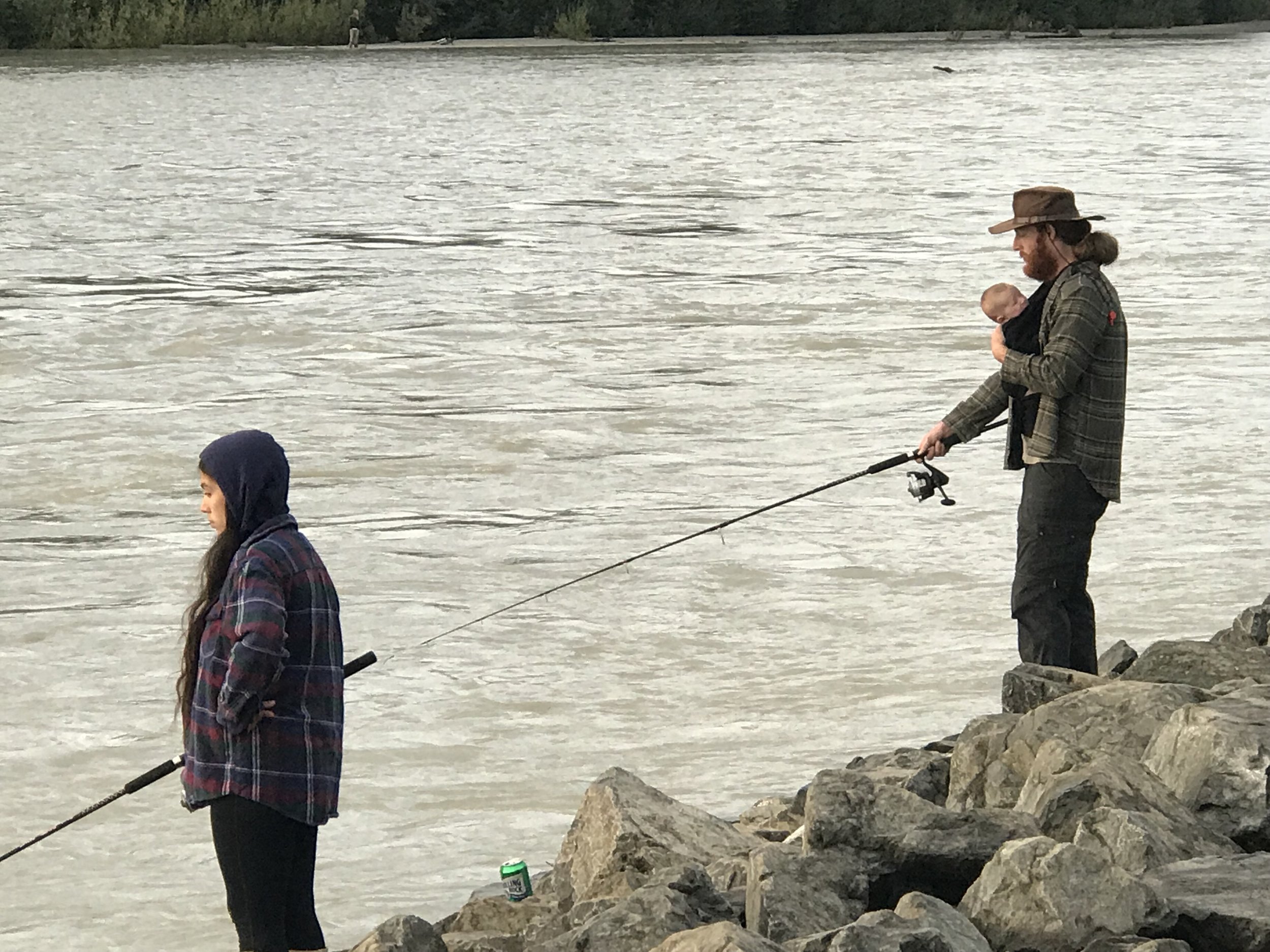  A family fishing outing on Alaska’s Susitna River. This is the time of year Alaskans fill their freezers with salmon for the long winter ahead.      