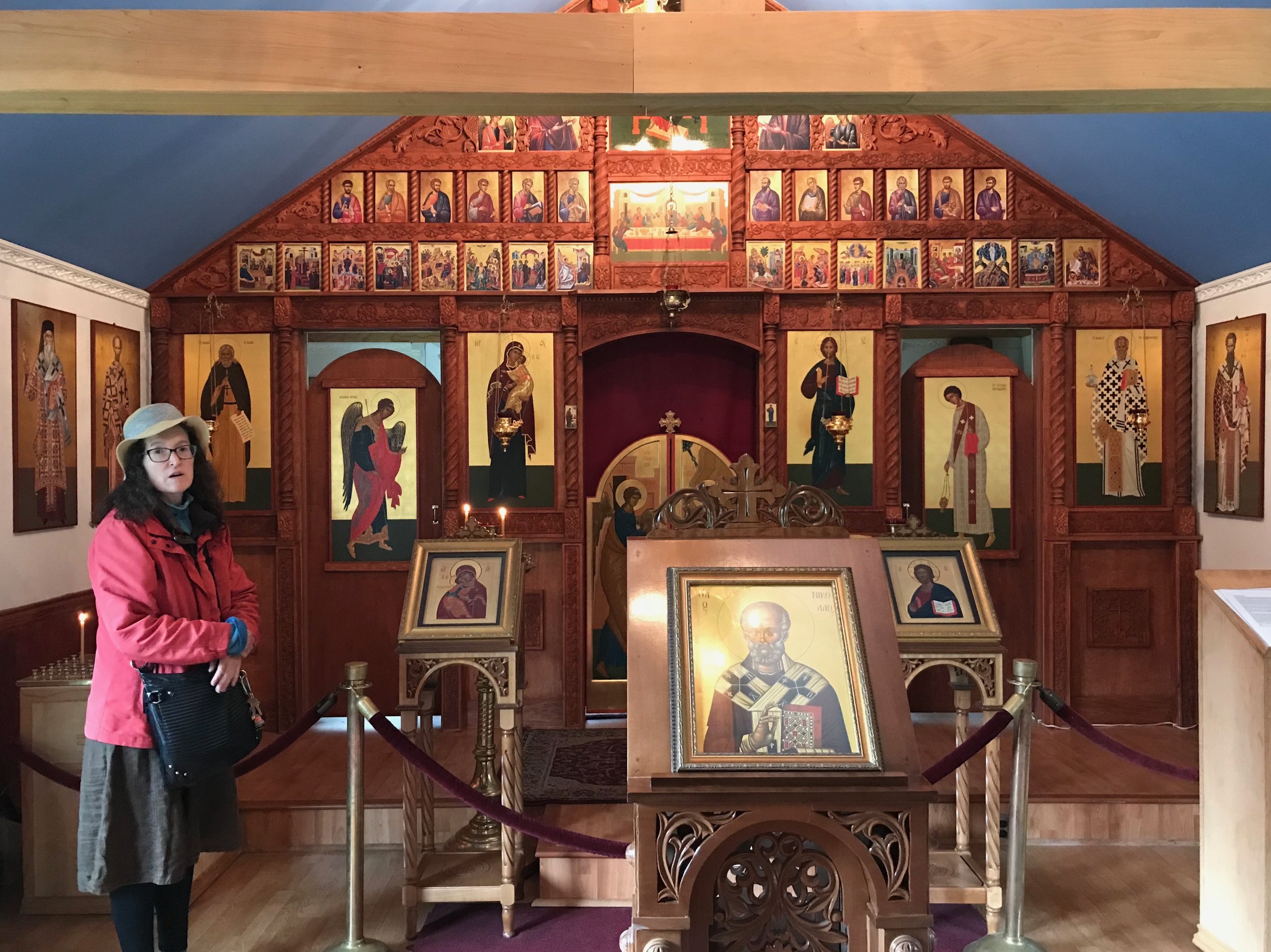  A guide describes the icons inside the Russian Orthodox Church in Elutna, Alaska.      