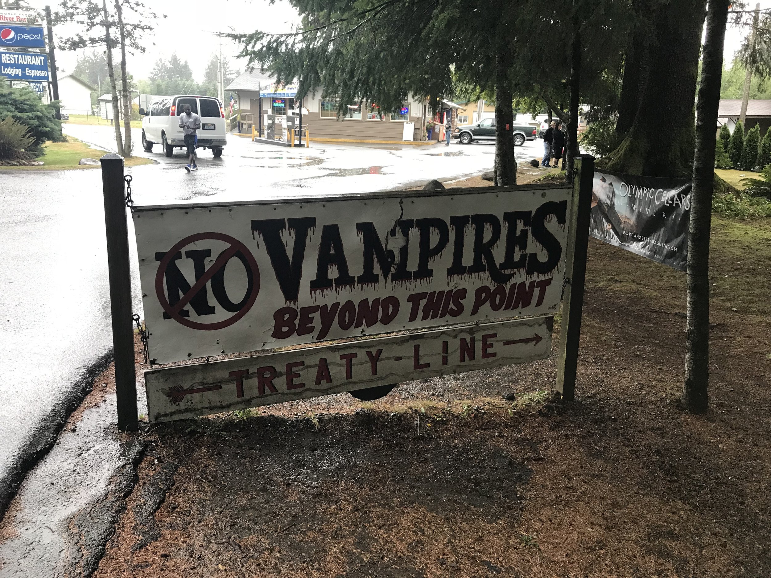  A sign near Forks, Wash., the setting for the “Twilight” series of novels and films, marks the boundary between territories controlled by vampires and werewolves.      