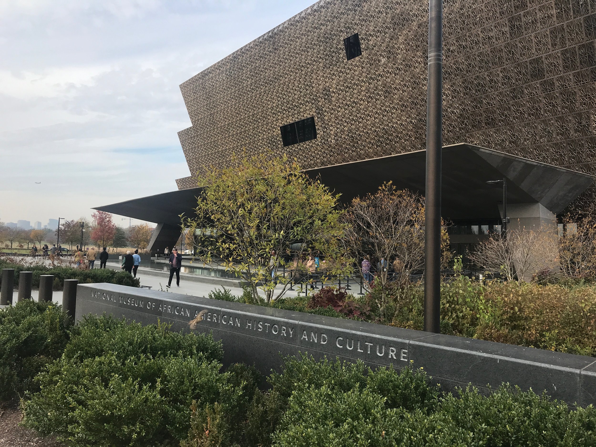  The National Museum of African American History and Culture sits on the National Mall in Washington, DC, just down the hill from the Washington Monument.      