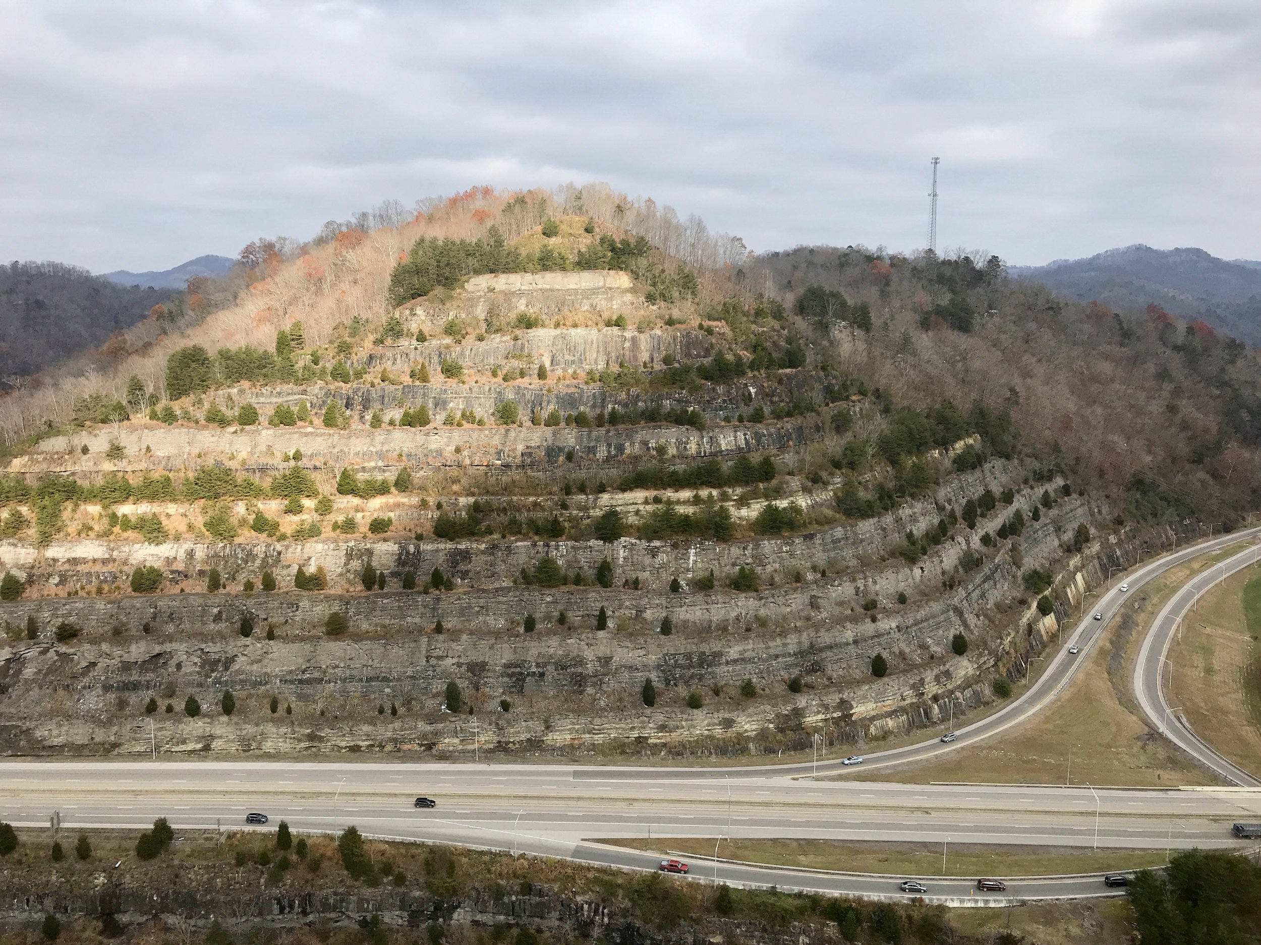  The Pikeville Cut-Through project removed a section of Peach Orchard Mountain to provide a new route for a highway, railroad and river.      